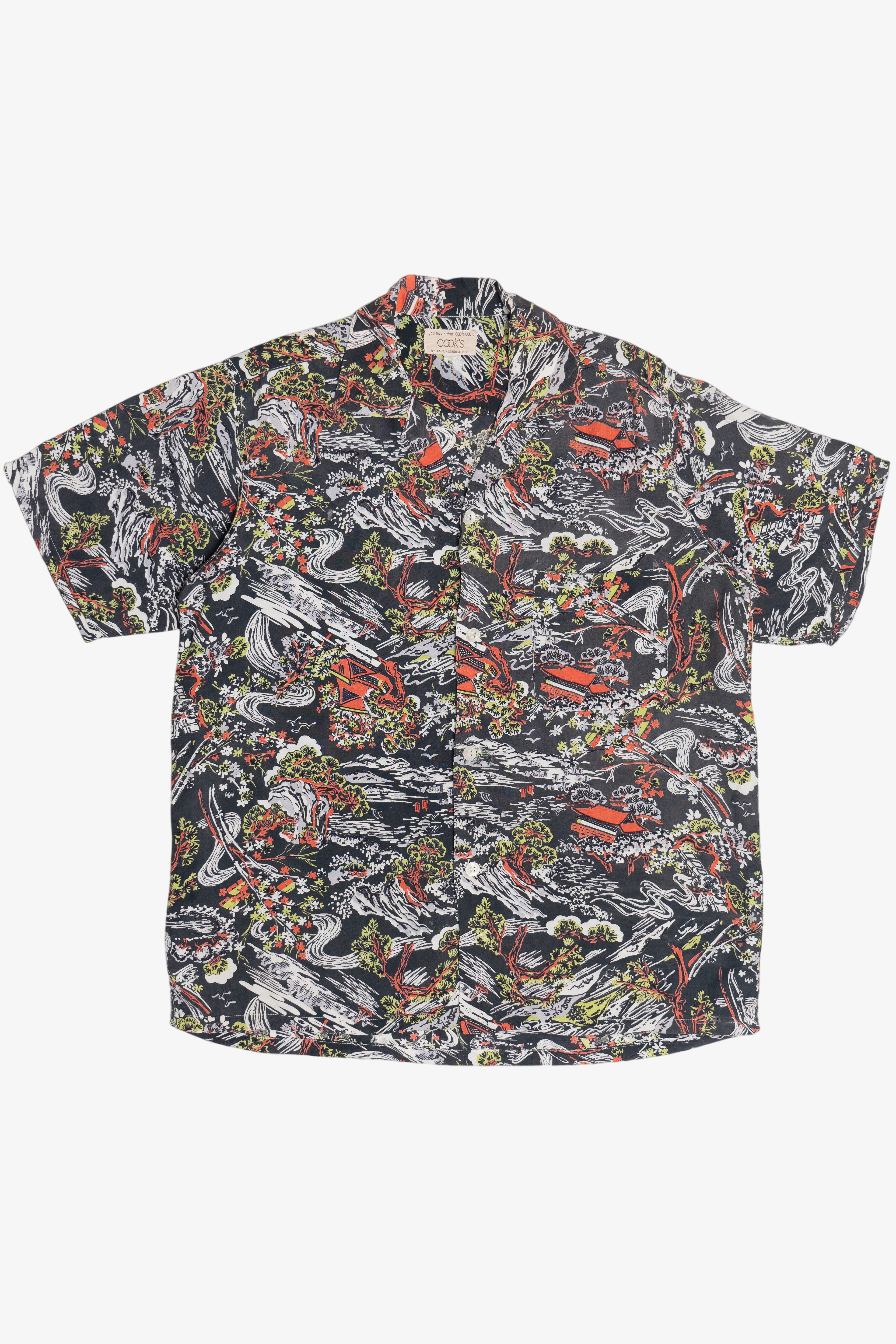 Rare Vintage Hawaiian Shirt With Loop Collar Cook's Cook Look 40/50s