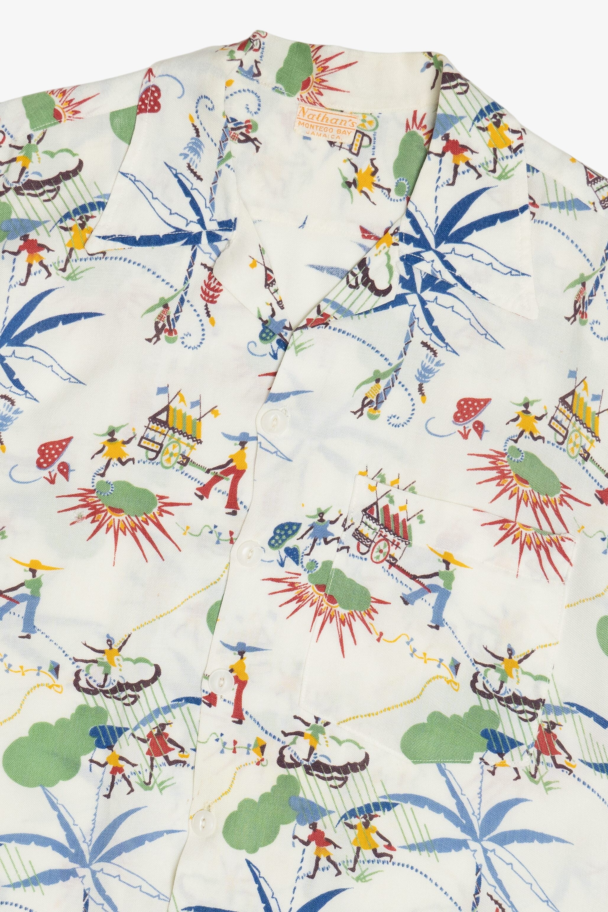 Rare Vintage Hawaiian Shirt Nathan's Montego Bay Jamaica 40/50s