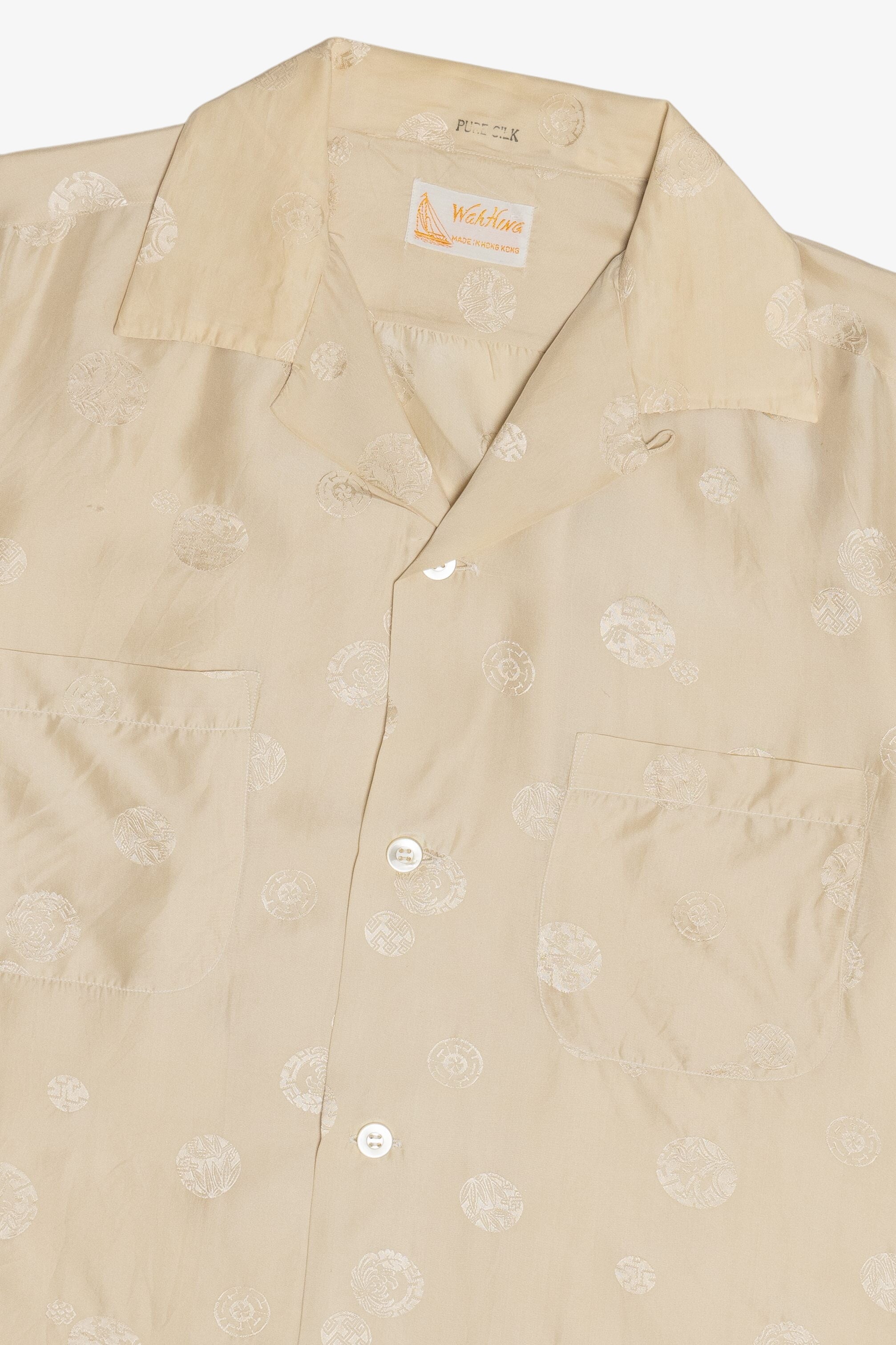 Rare Vintage Hawaiian Shirt With Loop Collar Wah Hing Pure Silk 40/50s