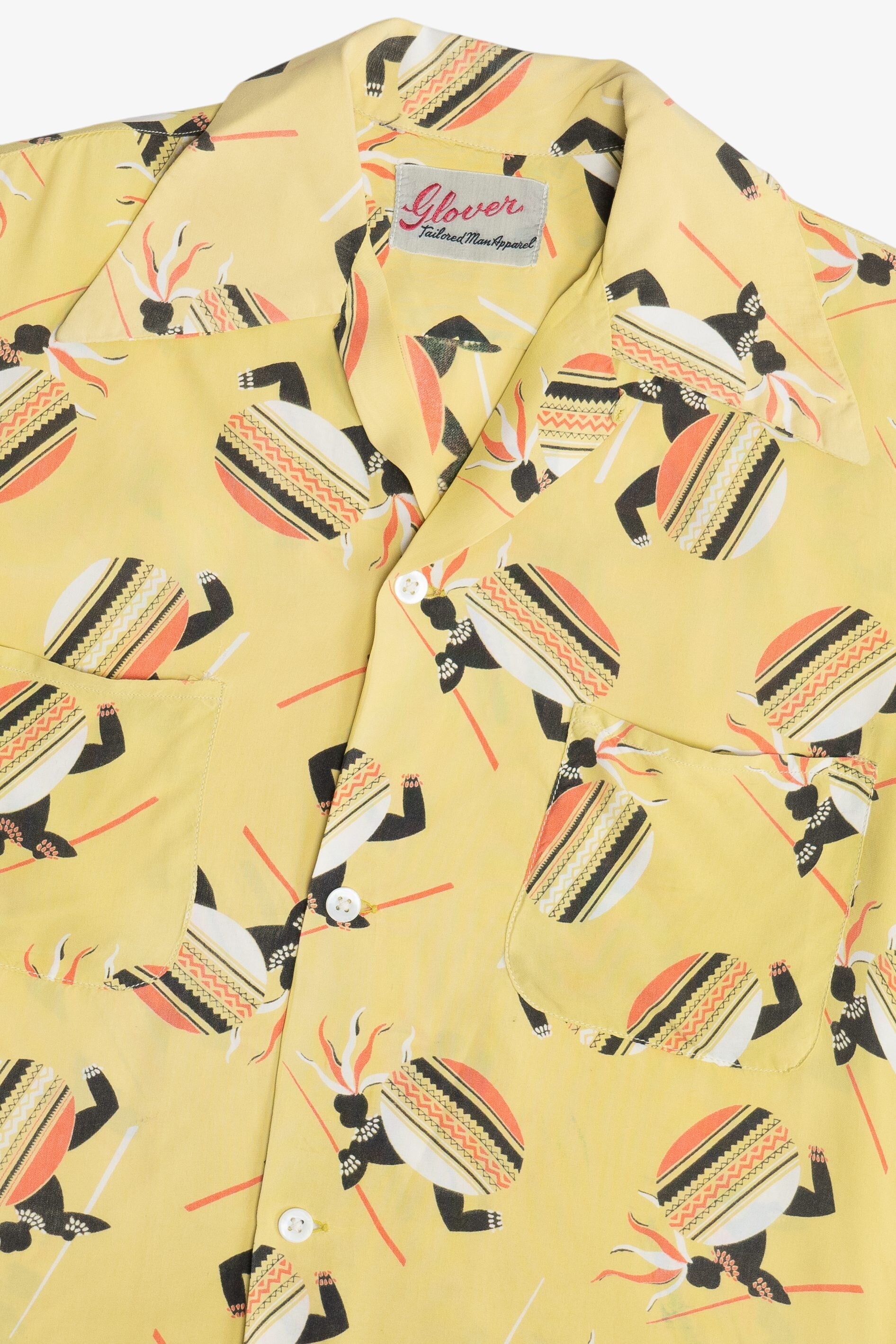 Rare Vintage Hawaiian Shirt With Loop Collar Glover Tailored Man Apparel 40/50s