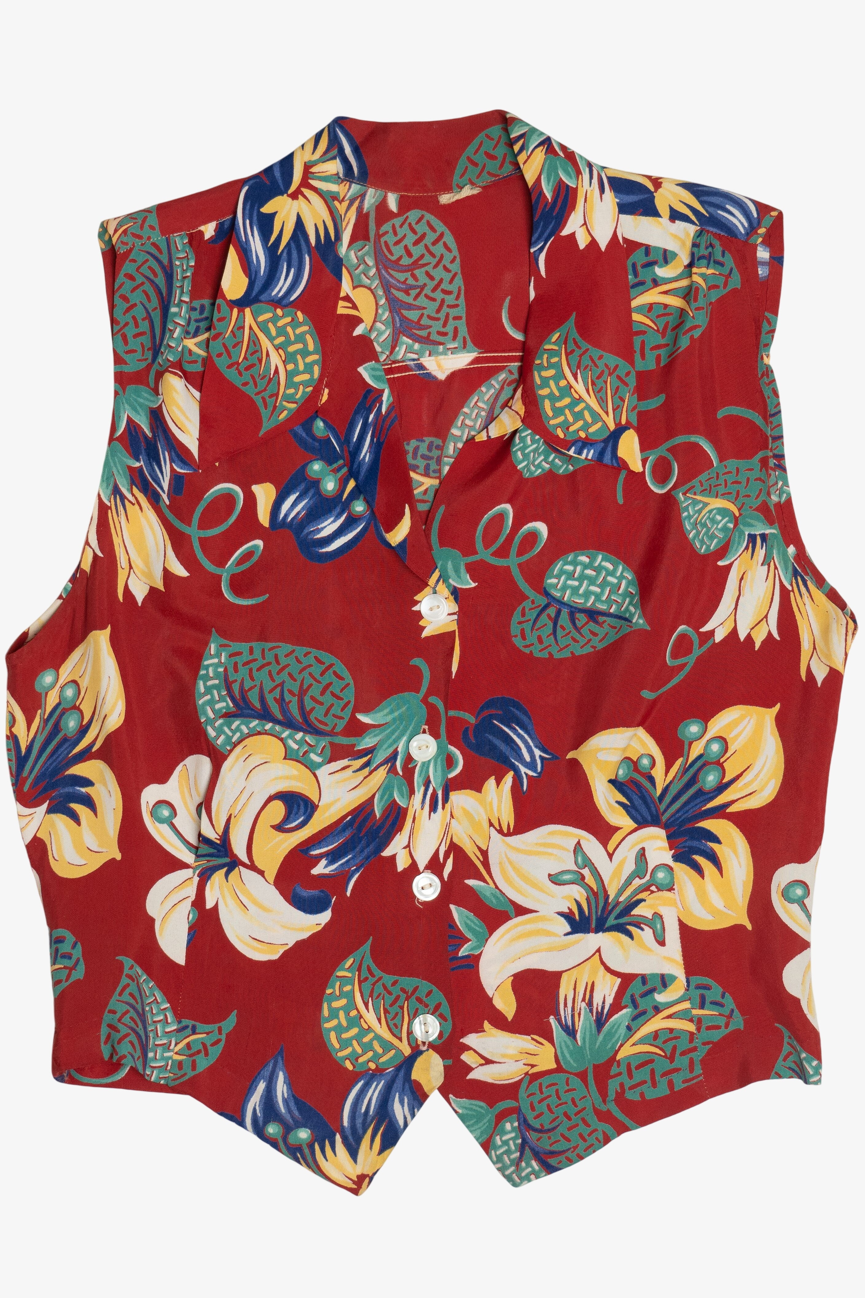 Rare Vintage Hawaiian Sleeveless Shirt Vest 40/50s