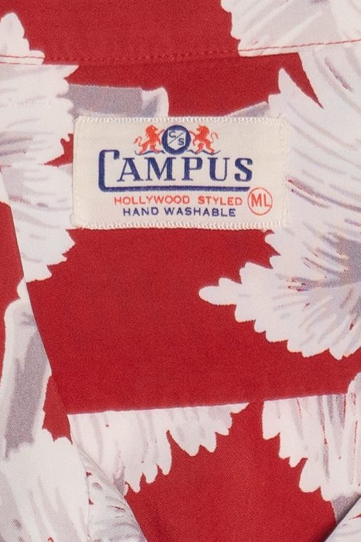 Rare Vintage Campus Hawaiian Shirt With Loop Collar Hollywood Styled Hand Washable 40/50s