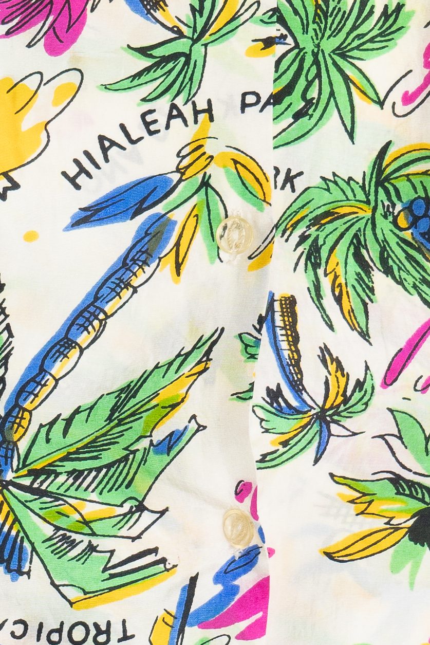 Rare Vintage Florida Beaches Peter Pan Collar Hawaiian Shirt 40/50s