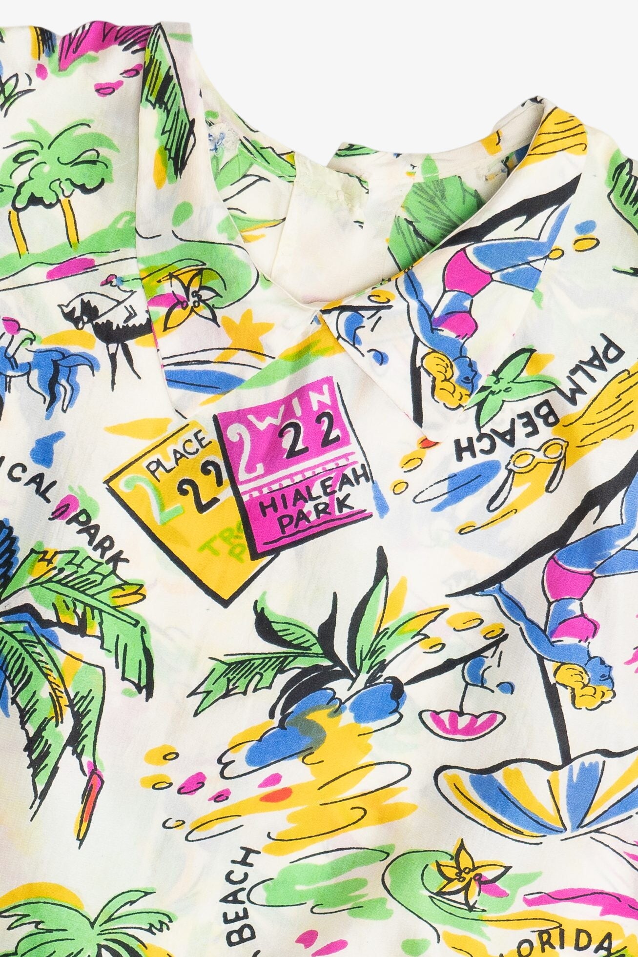 Rare Vintage Florida Beaches Peter Pan Collar Hawaiian Shirt 40/50s