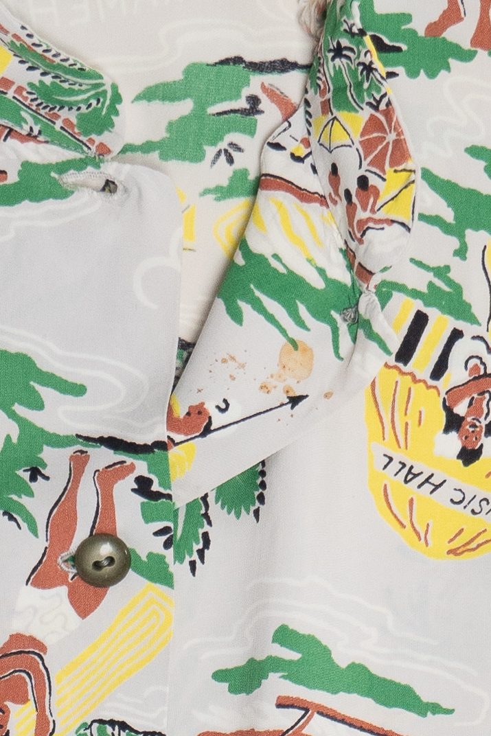 Rare Vintage Hawaiian Sleeveless Mandarin Collar Shirt 40/50s