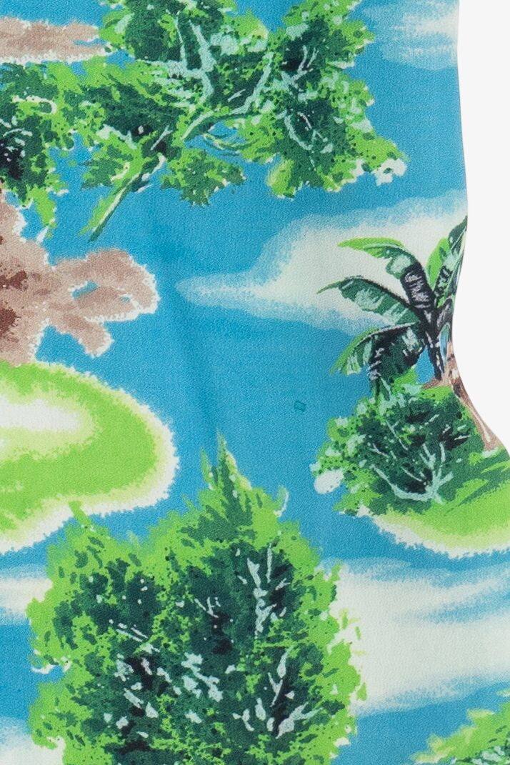 Rare Vintage Hawaiian Sleeveless Double Pocket Mandarin Collar Shirt 40/50s