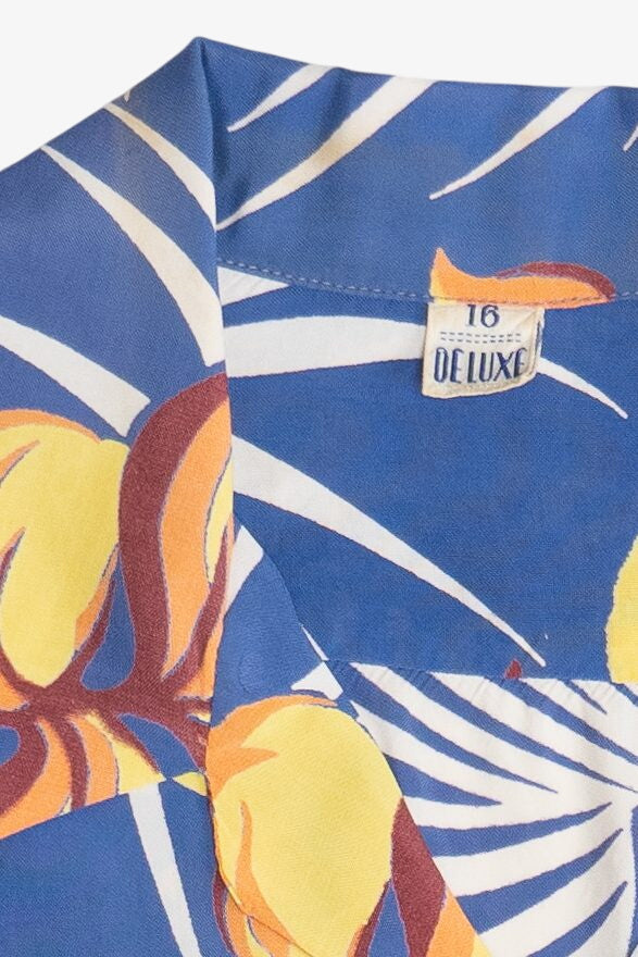 Rare Vintage Hawaiian Double Pocket Shirt With Loop Collar Deluxe 40/50s