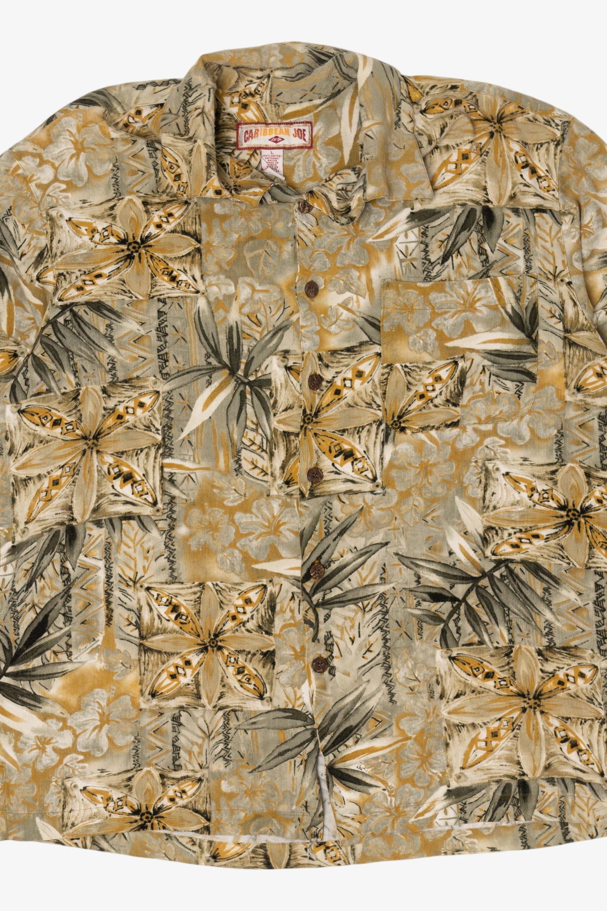 Vintage Beige Caribbean Joe Hawaiian Shirt (1990s)