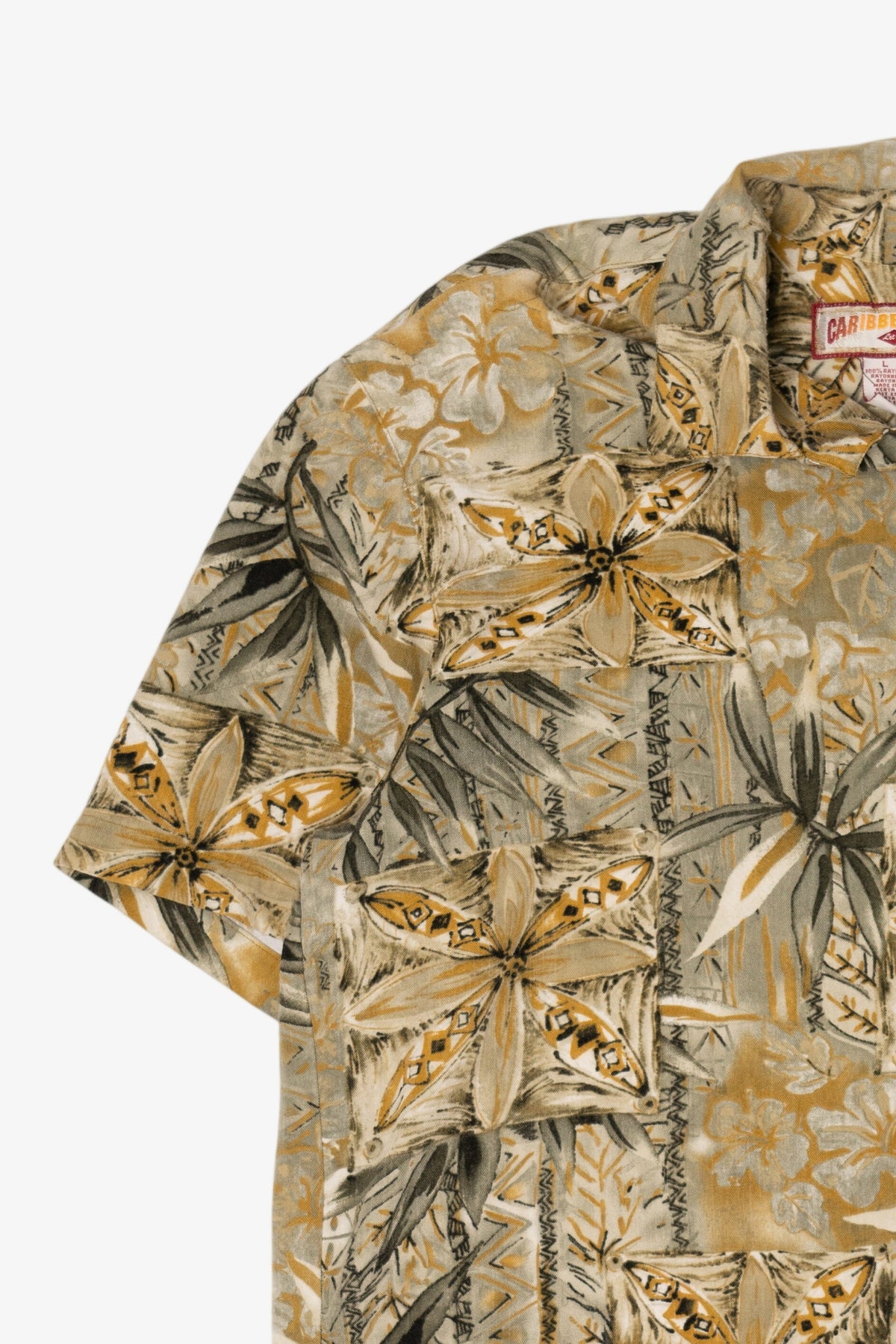 Vintage Beige Caribbean Joe Hawaiian Shirt (1990s)