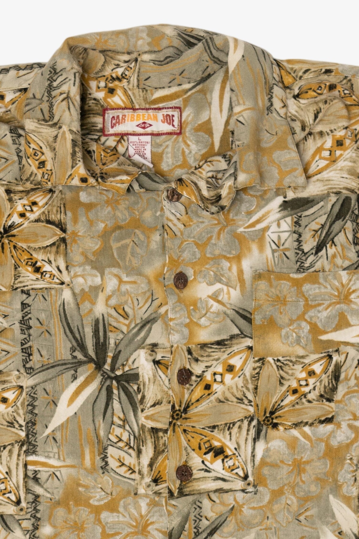 Vintage Beige Caribbean Joe Hawaiian Shirt (1990s)