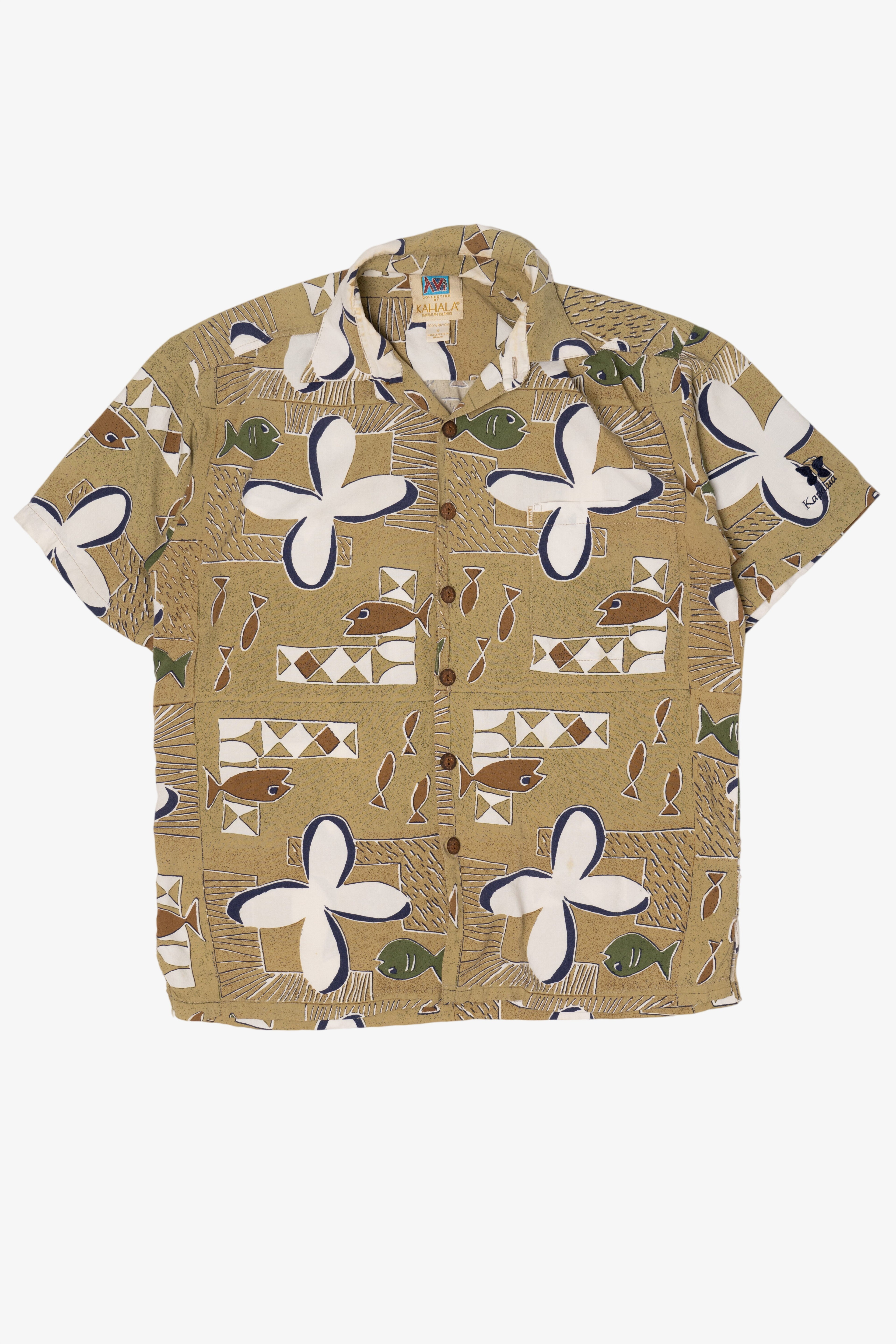 Vintage Beige Kahala Handcrafted Hawaiian Shirt (2000s)