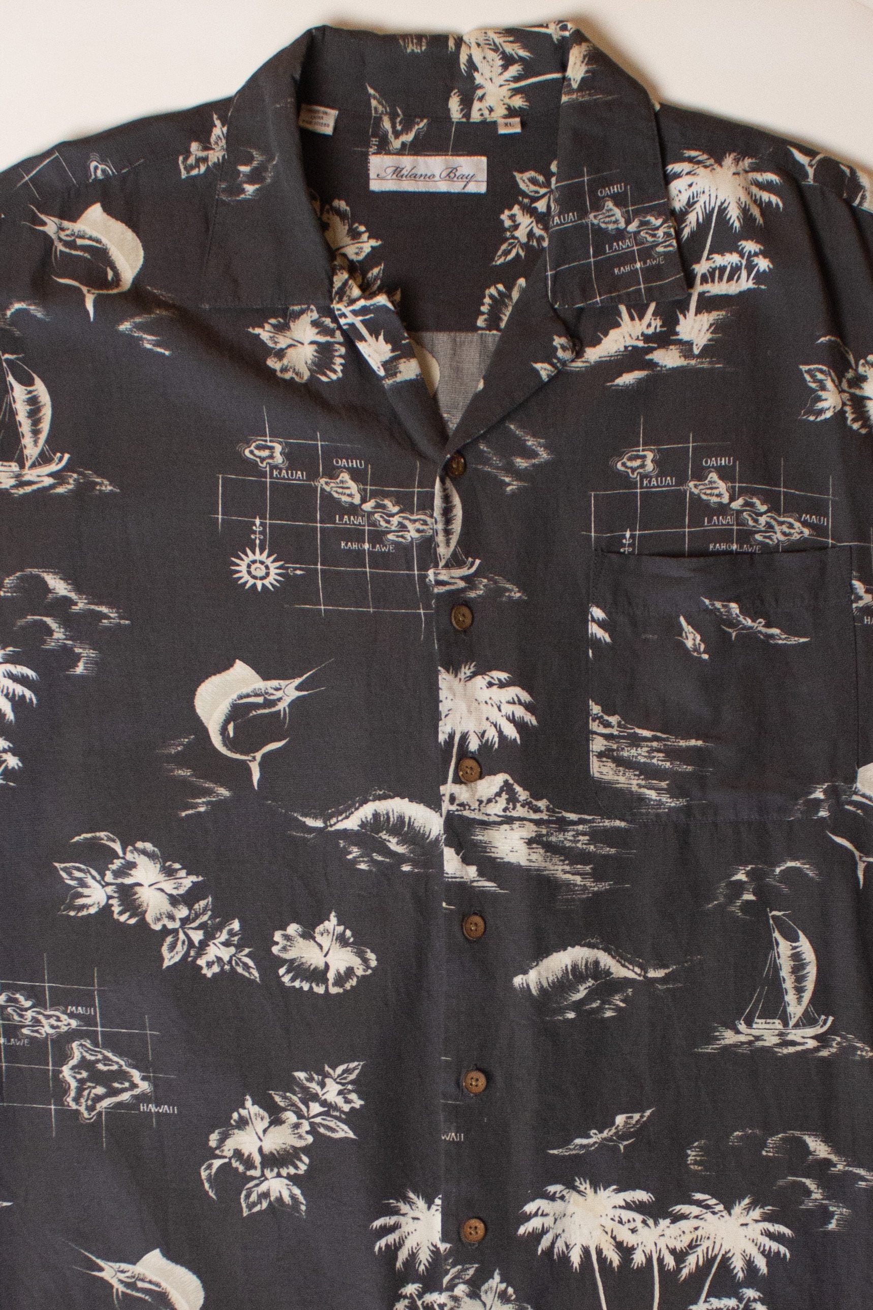 Vintage Island Map Hawaiian Shirt (1990s)