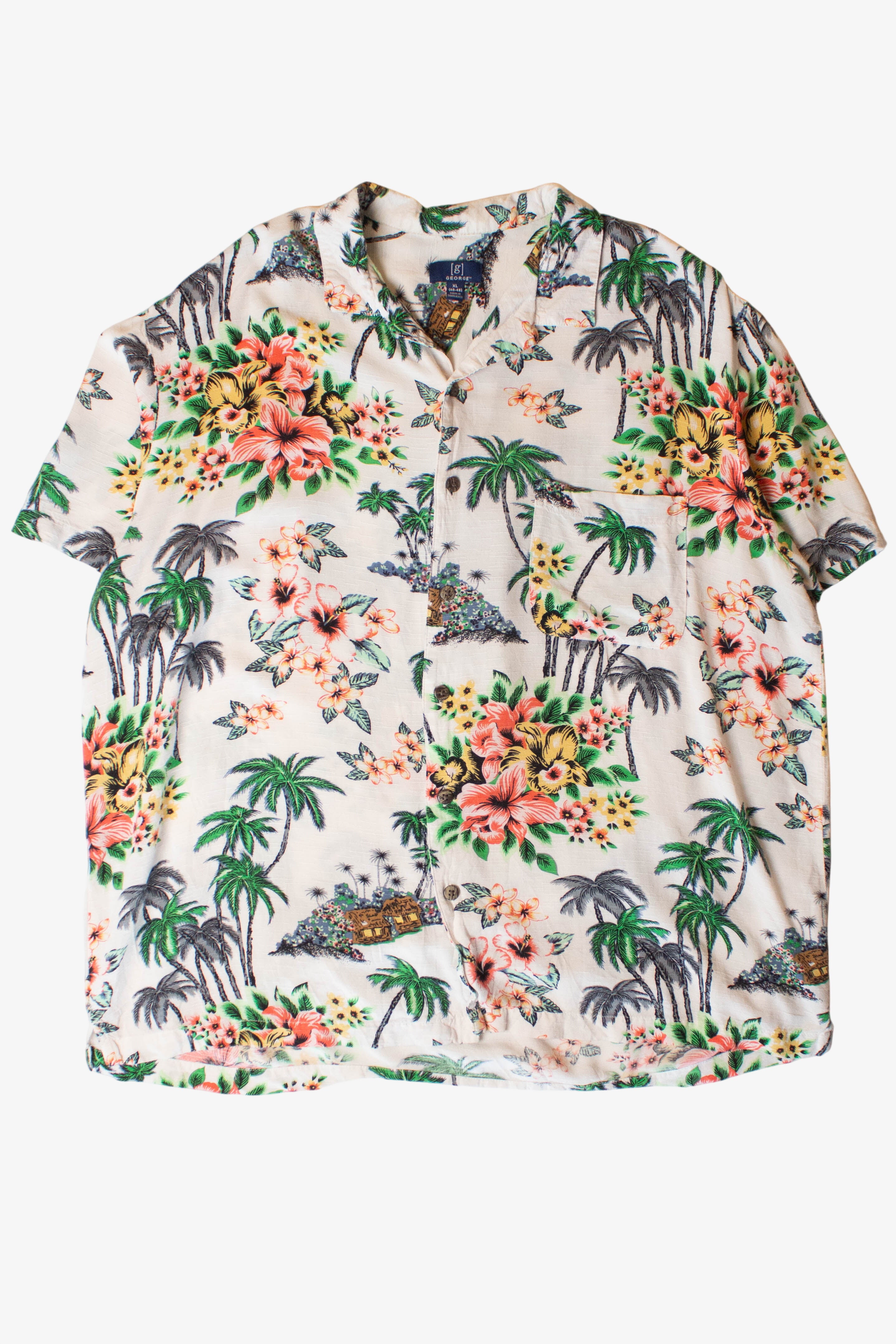 Vintage Floral Cabins Hawaiian Shirt (2000s)