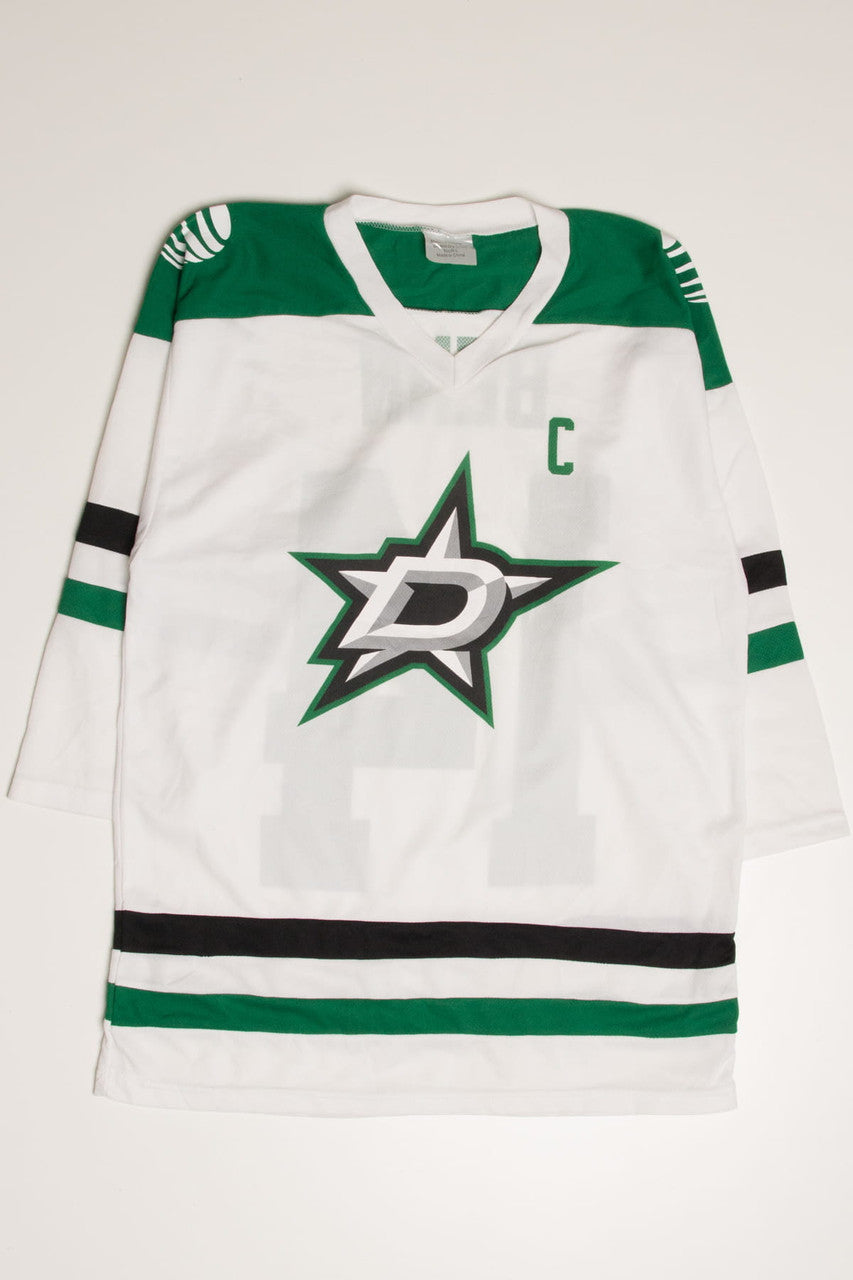 White & Green Star D Captains Hockey Jersey