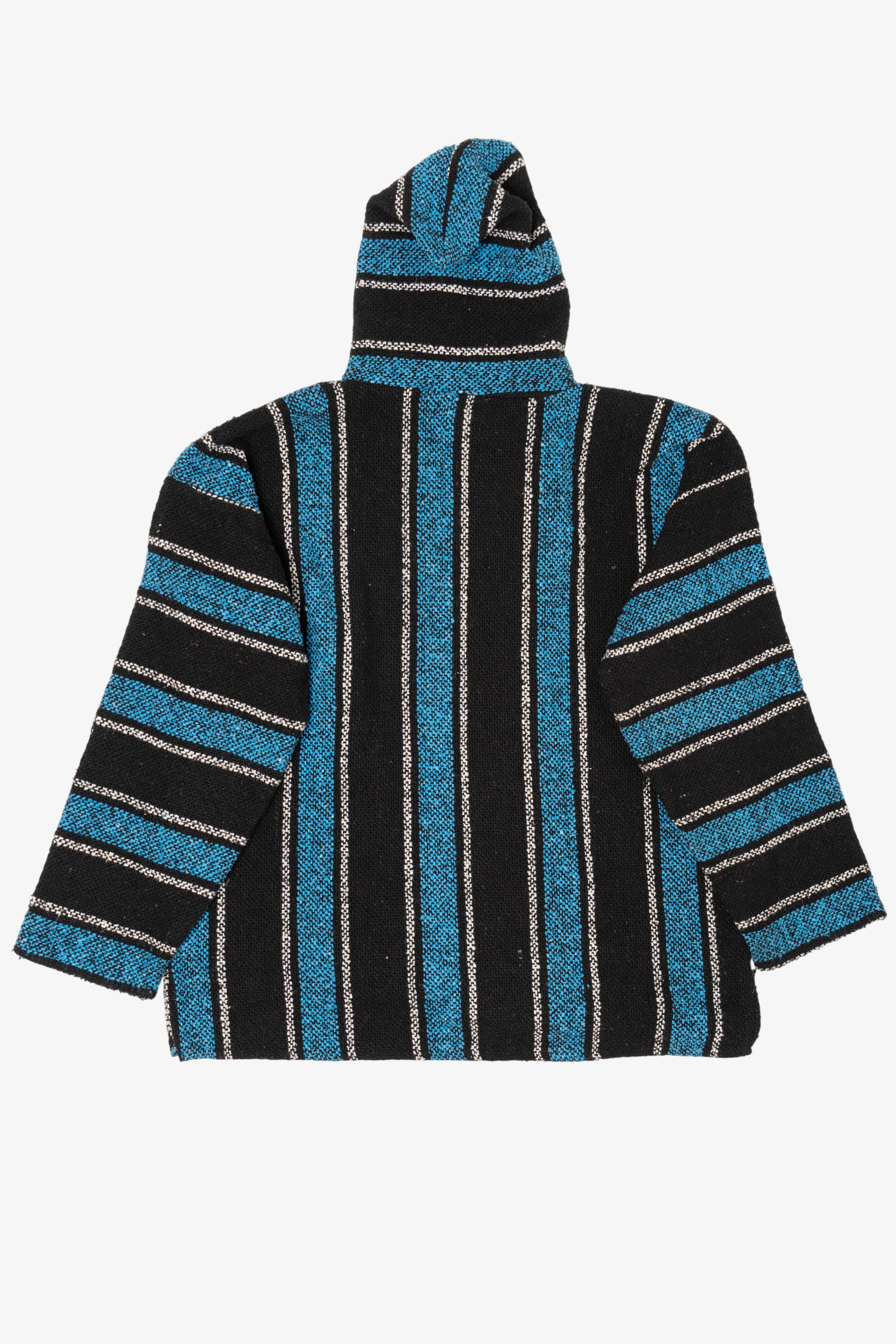 Vintage Blue And Black Hooded Baja Sweatshirt (1990s)