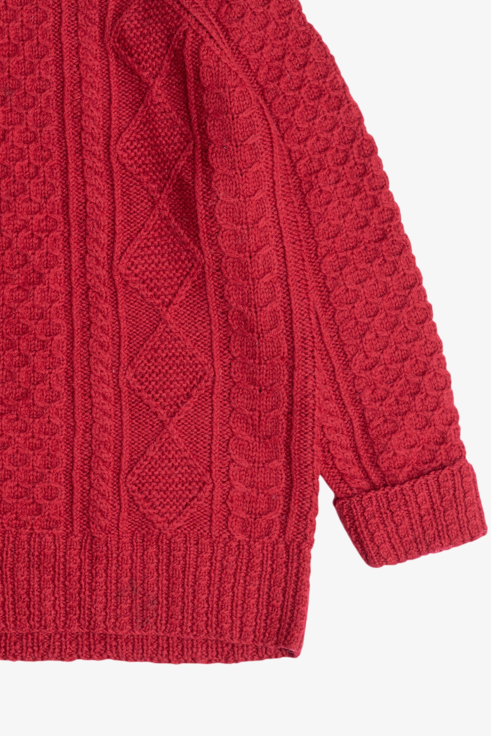 Vintage Hand Knit The Limited Cherry Red Fisherman Sweater (2000s)