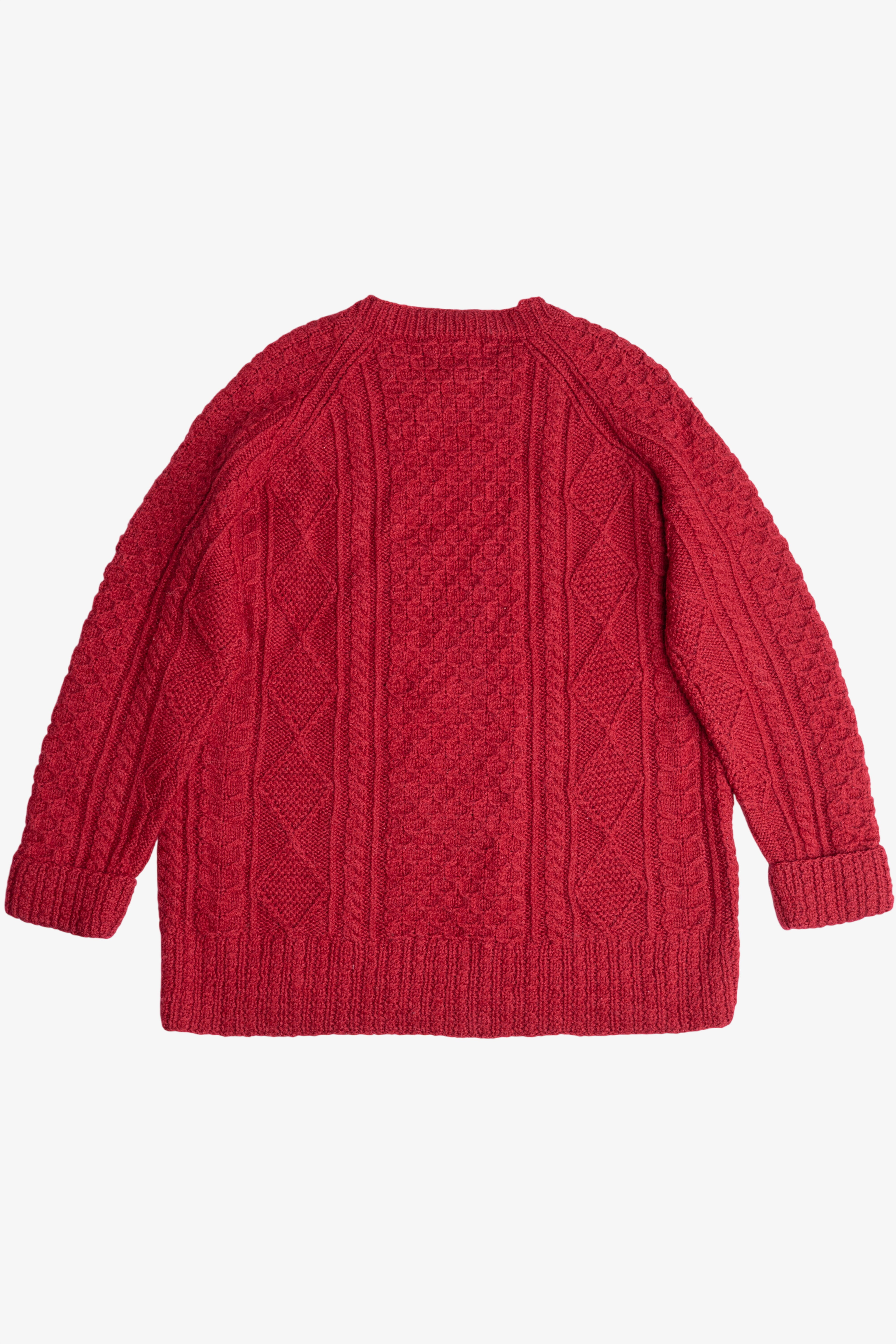 Vintage Hand Knit The Limited Cherry Red Fisherman Sweater (2000s)