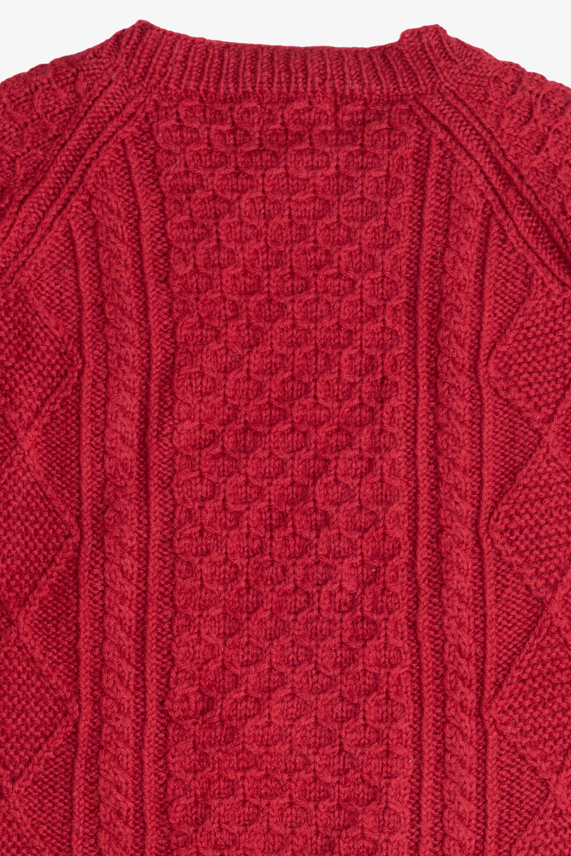 Vintage Hand Knit The Limited Cherry Red Fisherman Sweater (2000s)