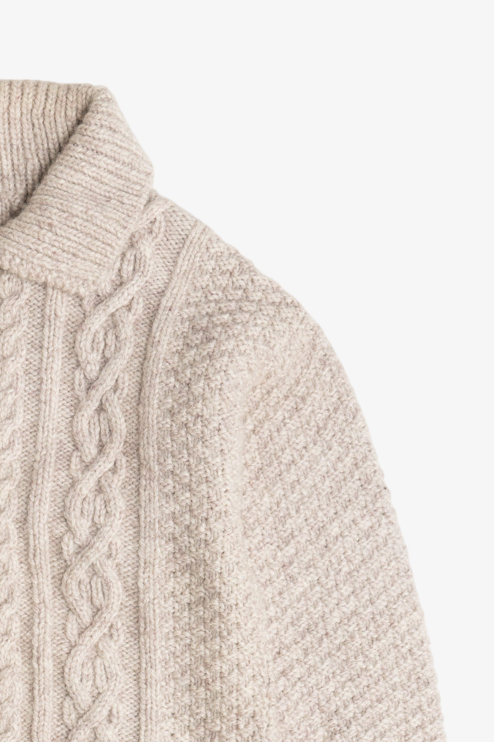 Vintage Cable Knit Fisherman Sweater With Collar (1980s)