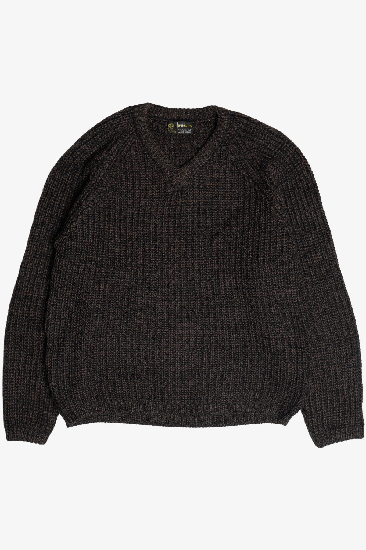 Vintage Brown V-Neck Wolsey Fisherman Sweater (1980s)