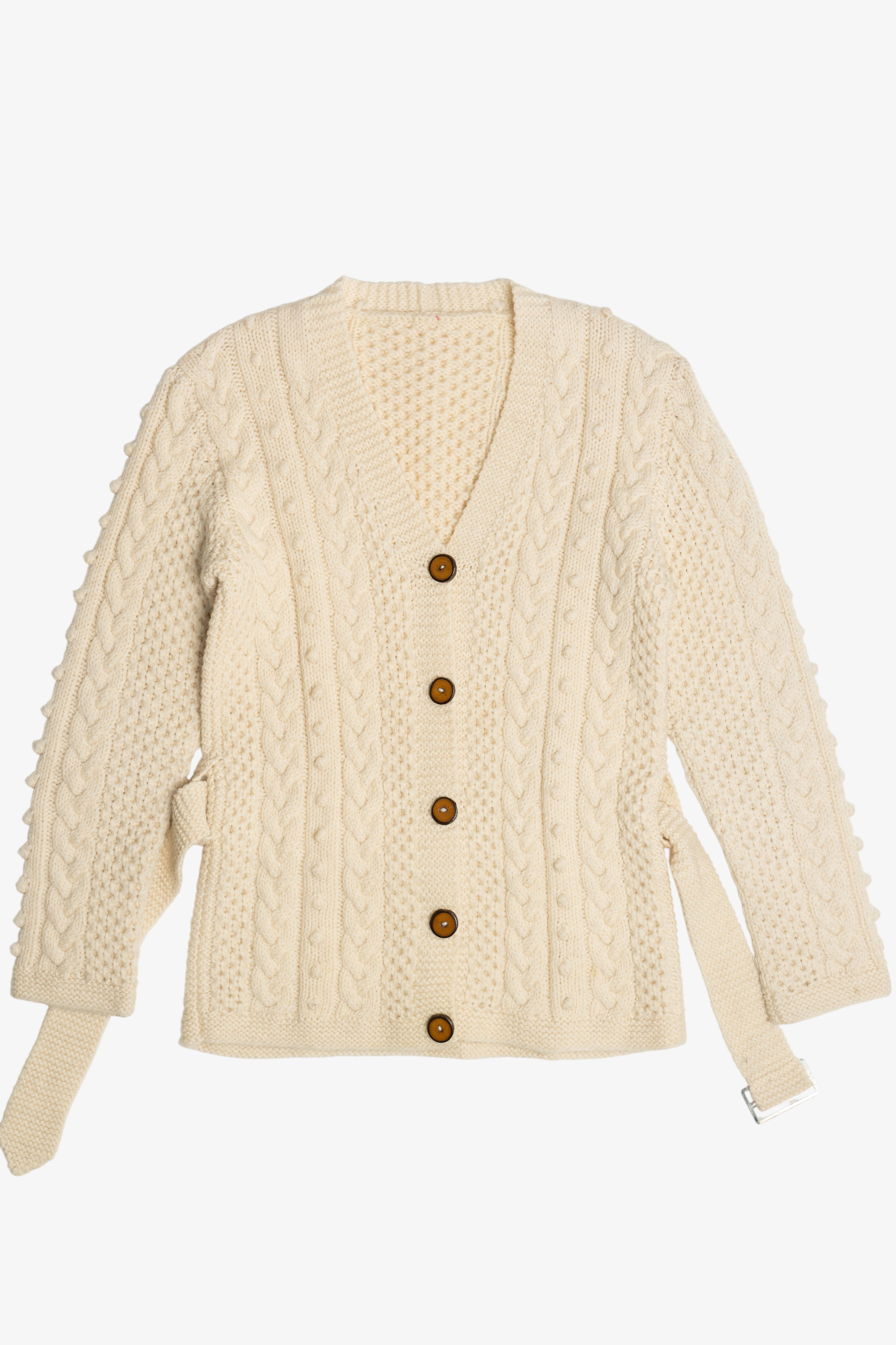 Vintage Fisherman Belted Cardigan Sweater (1980s)