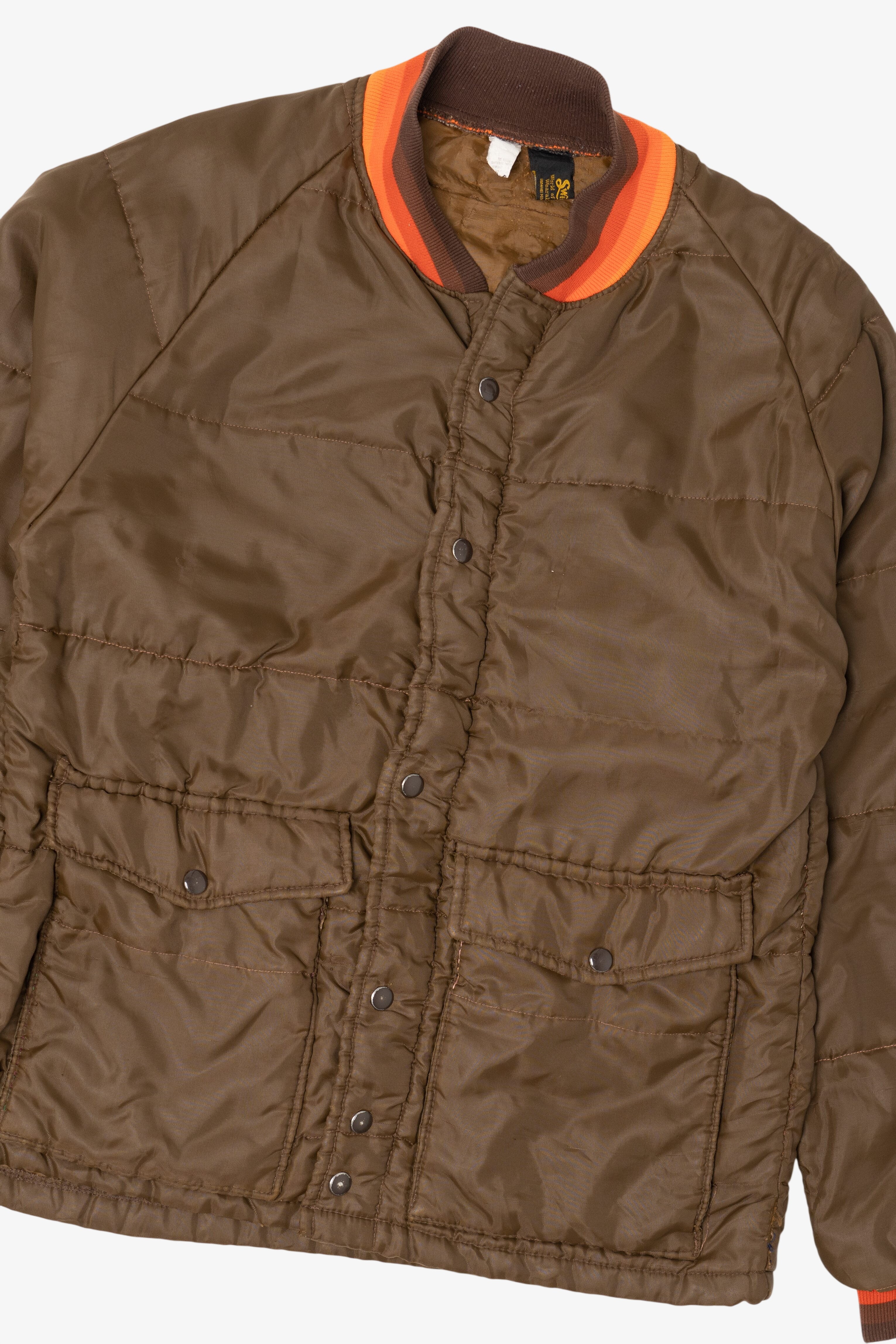 Vintage Brown Swingster Quilted Bomber Jacket (1970s)