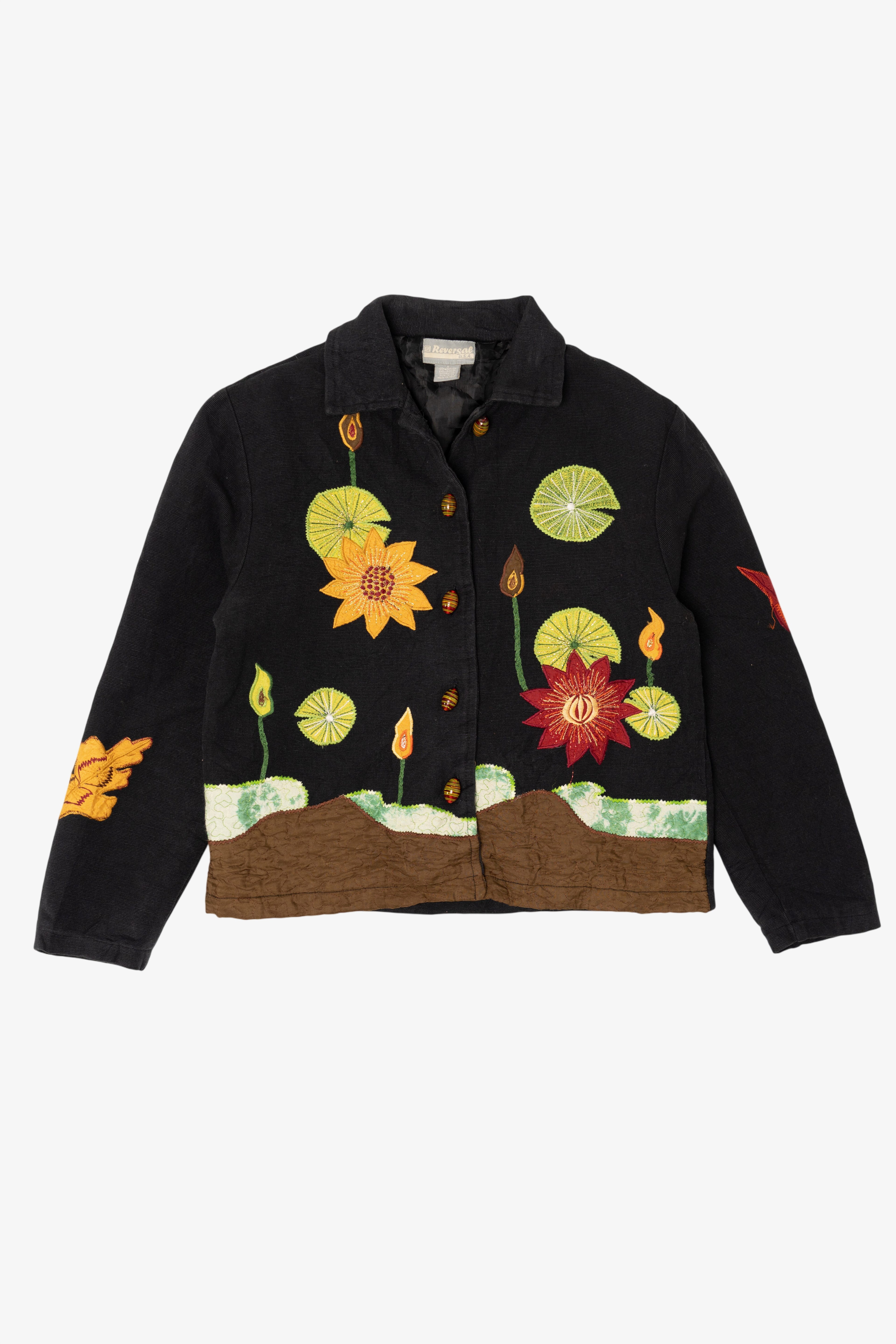 Vintage Reversal USA Sunflower Embroidered Lightweight Jacket (1990s)