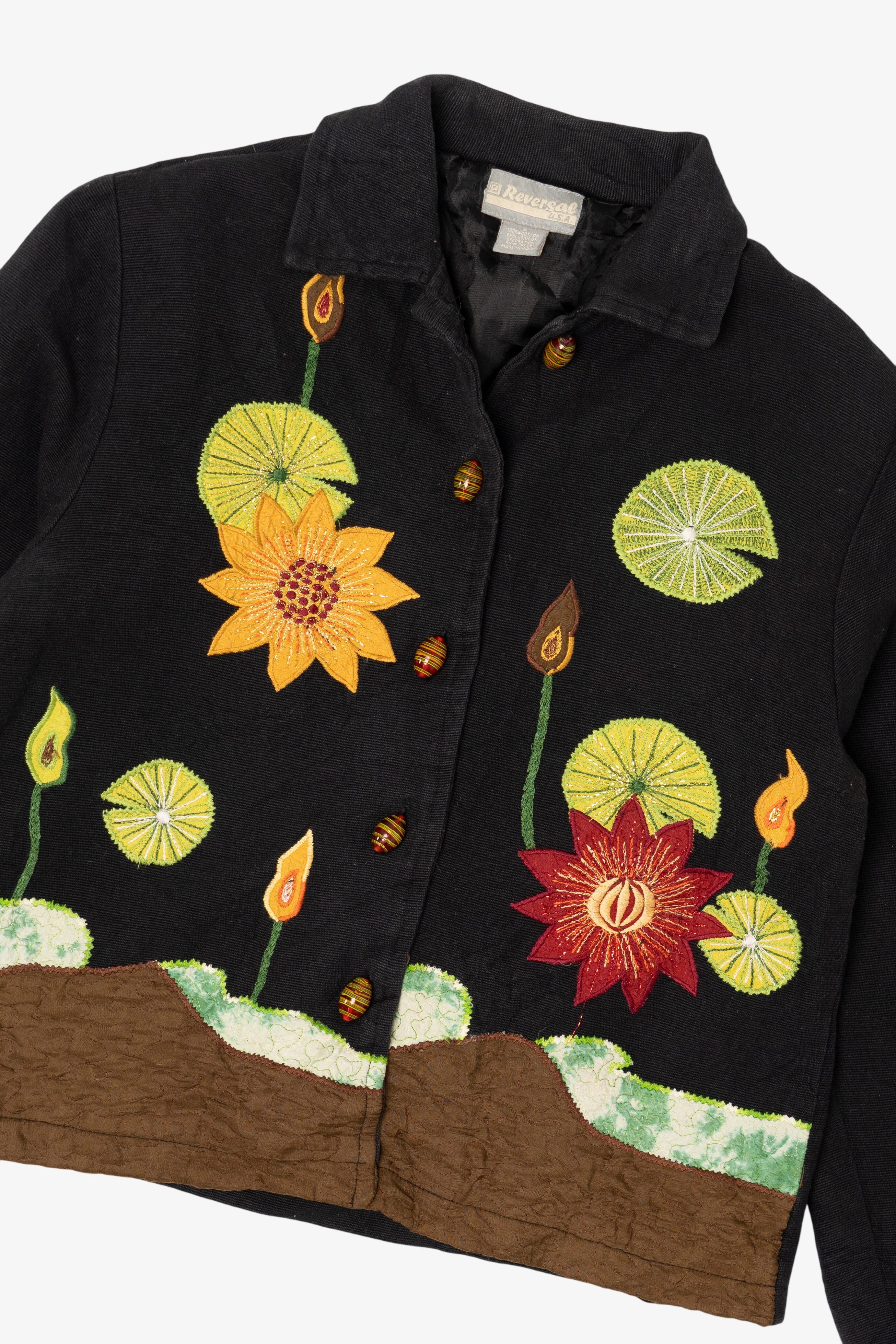Vintage Reversal USA Sunflower Embroidered Lightweight Jacket (1990s)