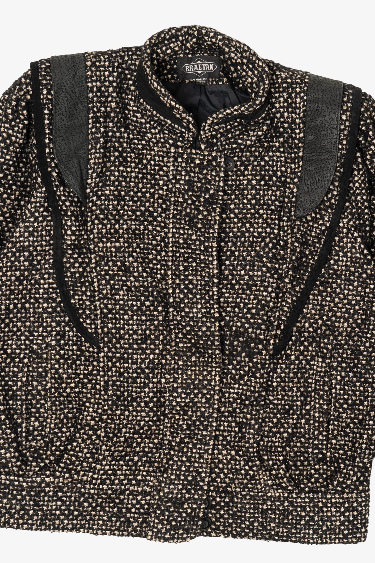 Vintage Braetan Tweed Leather Trimmed Jacket (1980s)