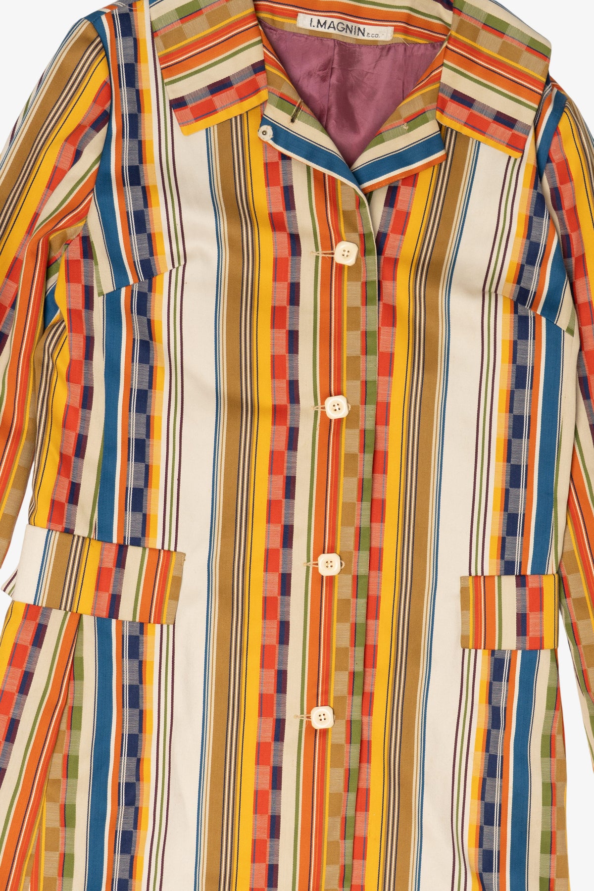 Vintage Striped Colorful I.Magnin & Co. Long Coat (1970s)