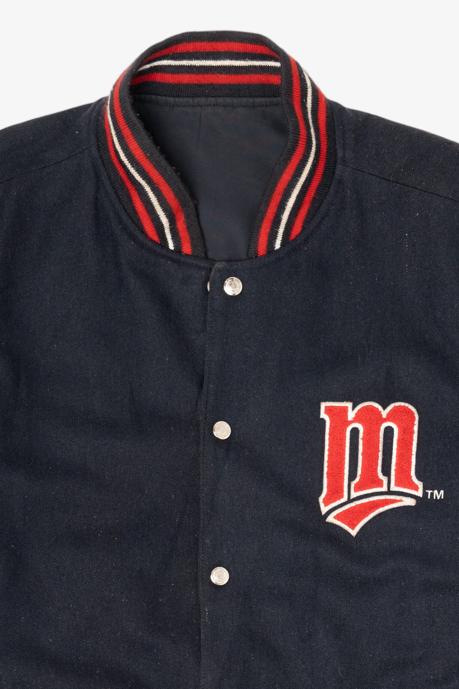 Vintage Minnesota Twins Chenille Patch Leather Sleeve Varsity Jacket (1990s)
