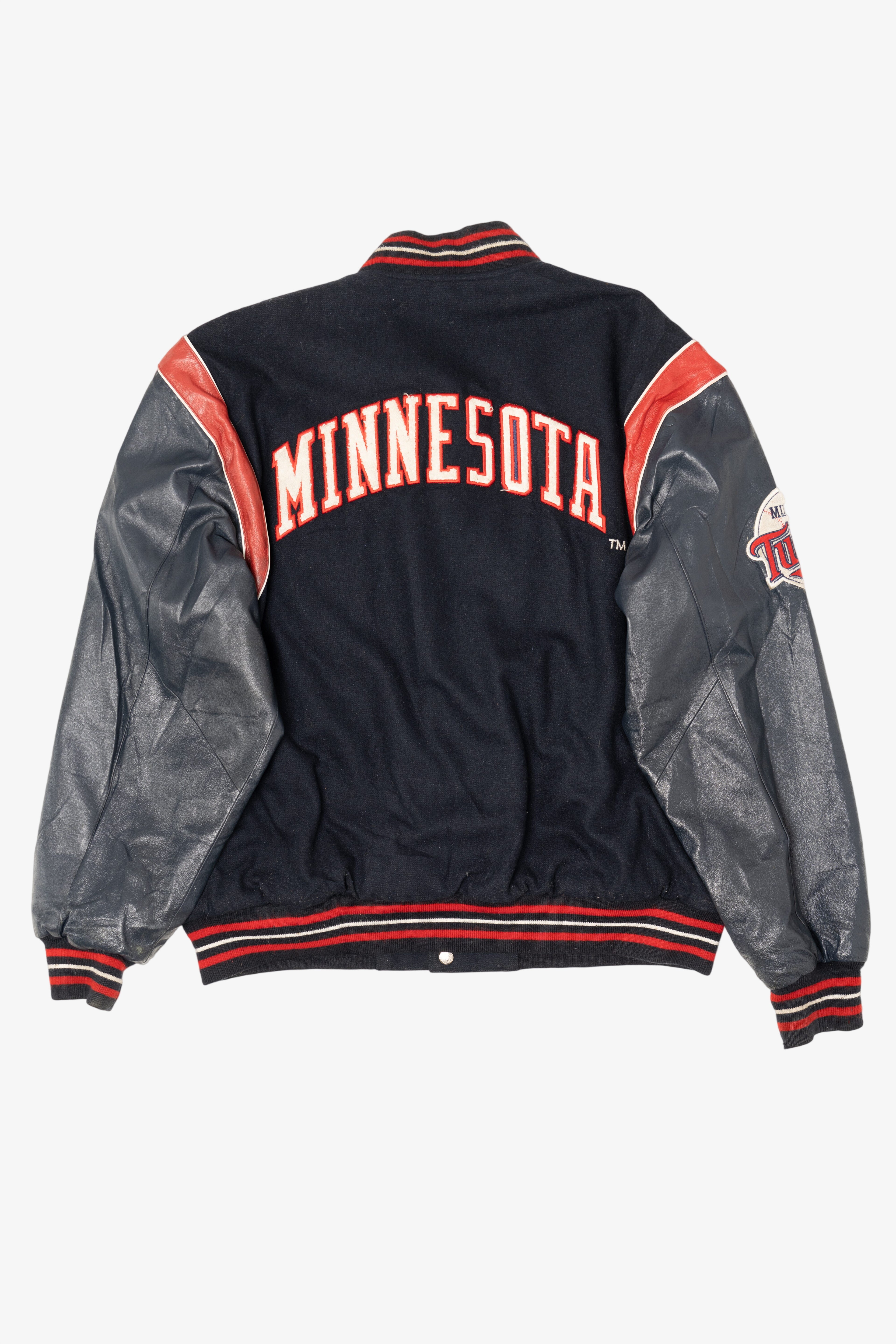 Vintage Minnesota Twins Chenille Patch Leather Sleeve Varsity Jacket (1990s)