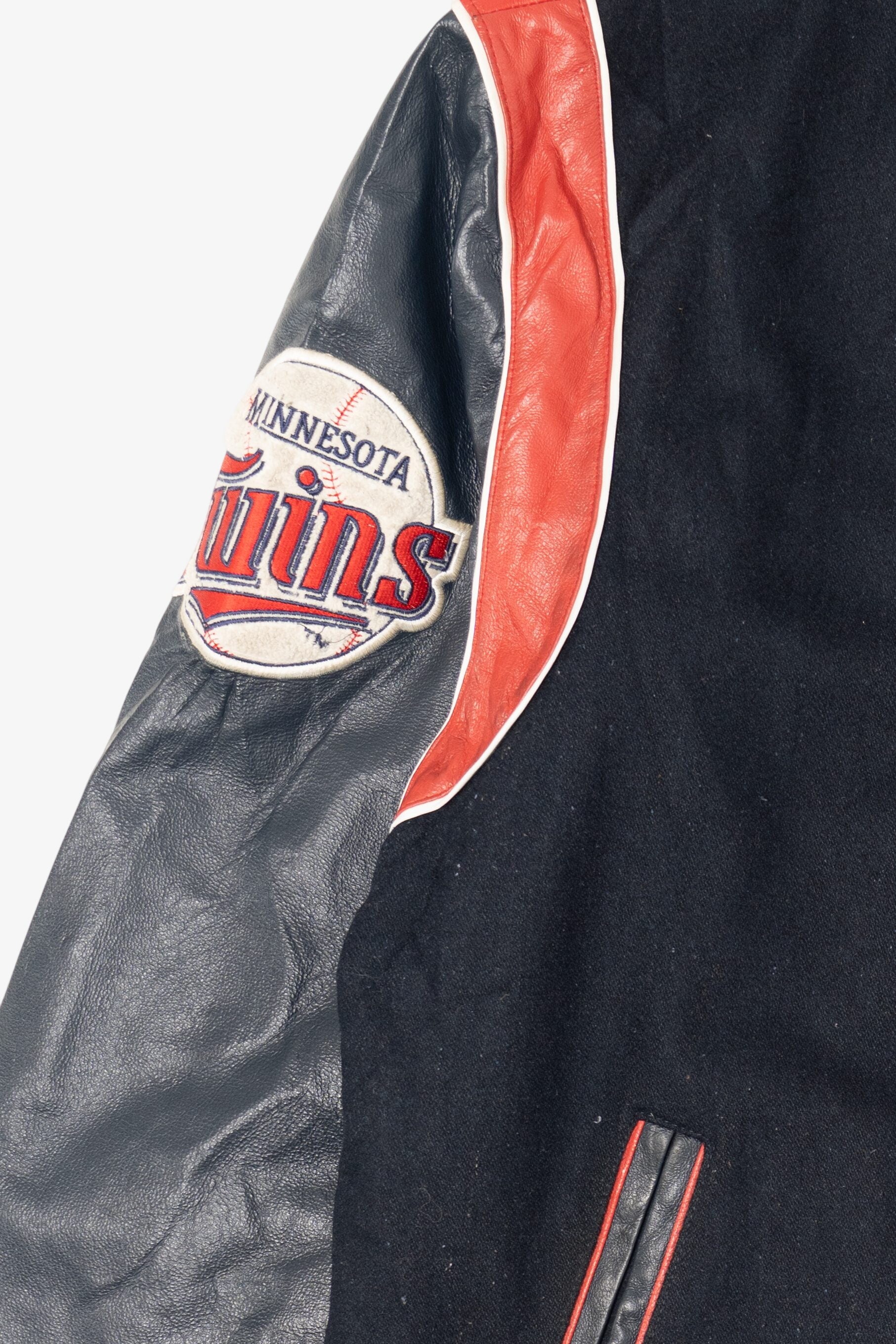 Vintage Minnesota Twins Chenille Patch Leather Sleeve Varsity Jacket (1990s)