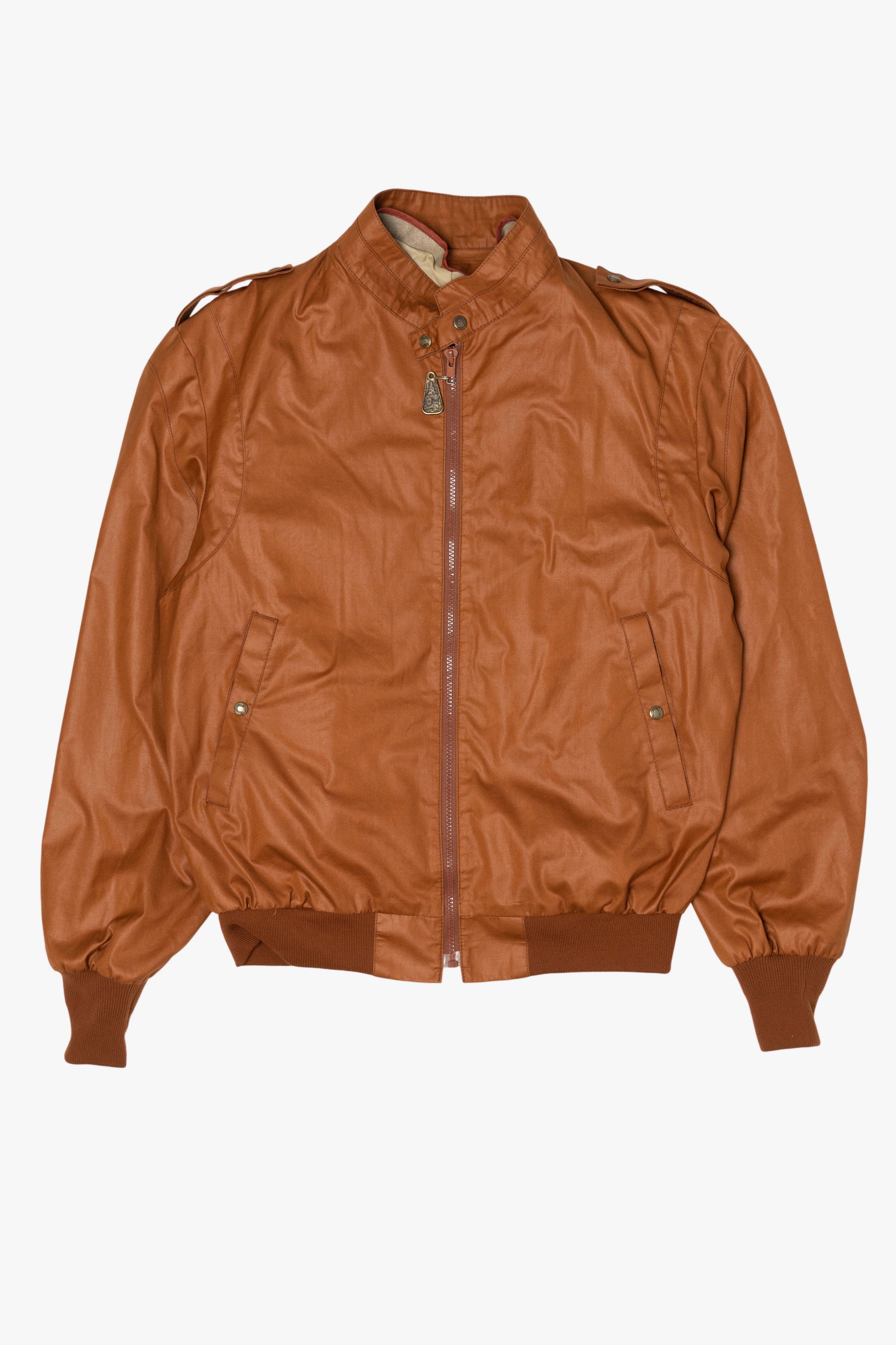 Vintage London Fog Brown Leather Bomber Jacket (1980s)