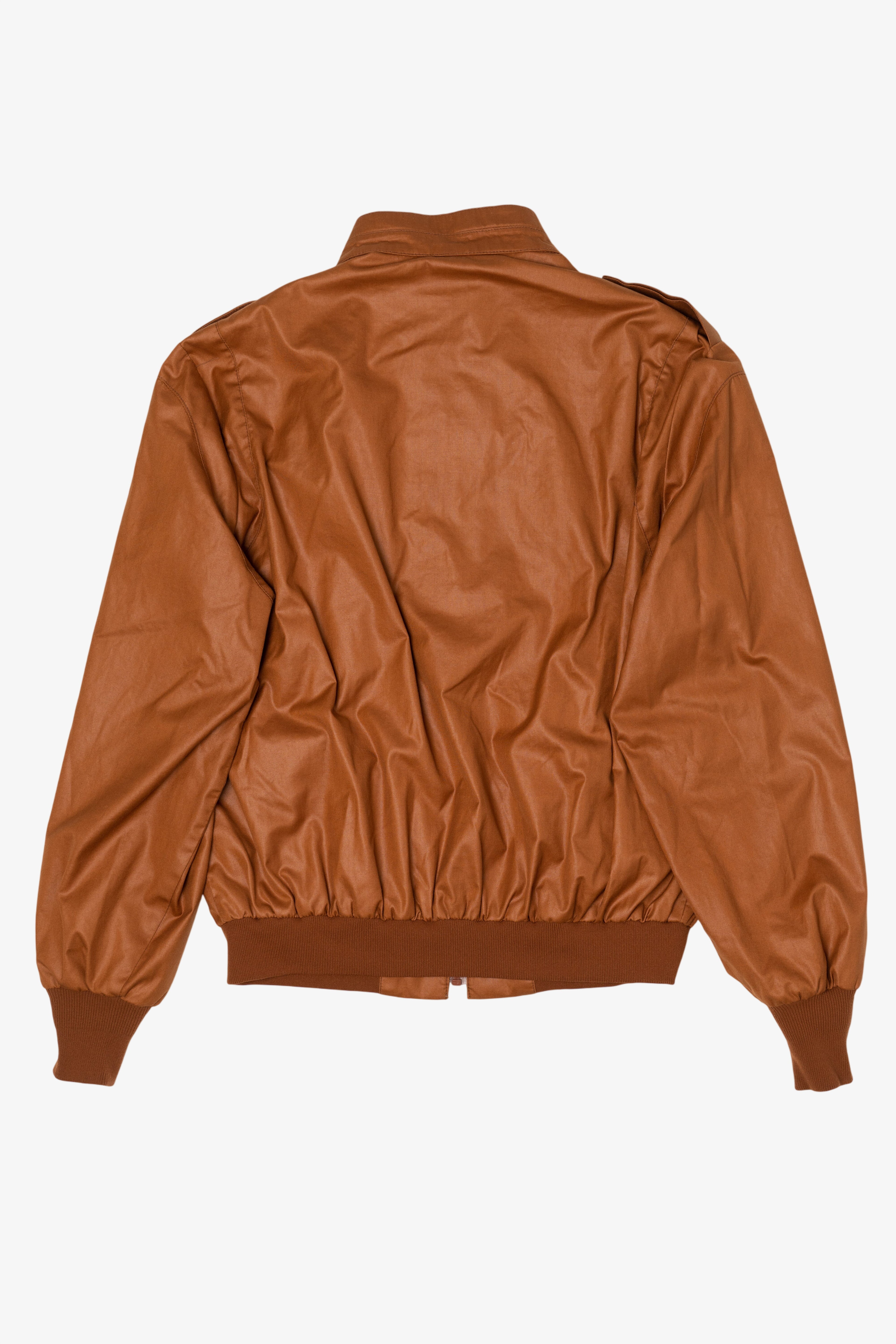 Vintage London Fog Brown Leather Bomber Jacket (1980s)