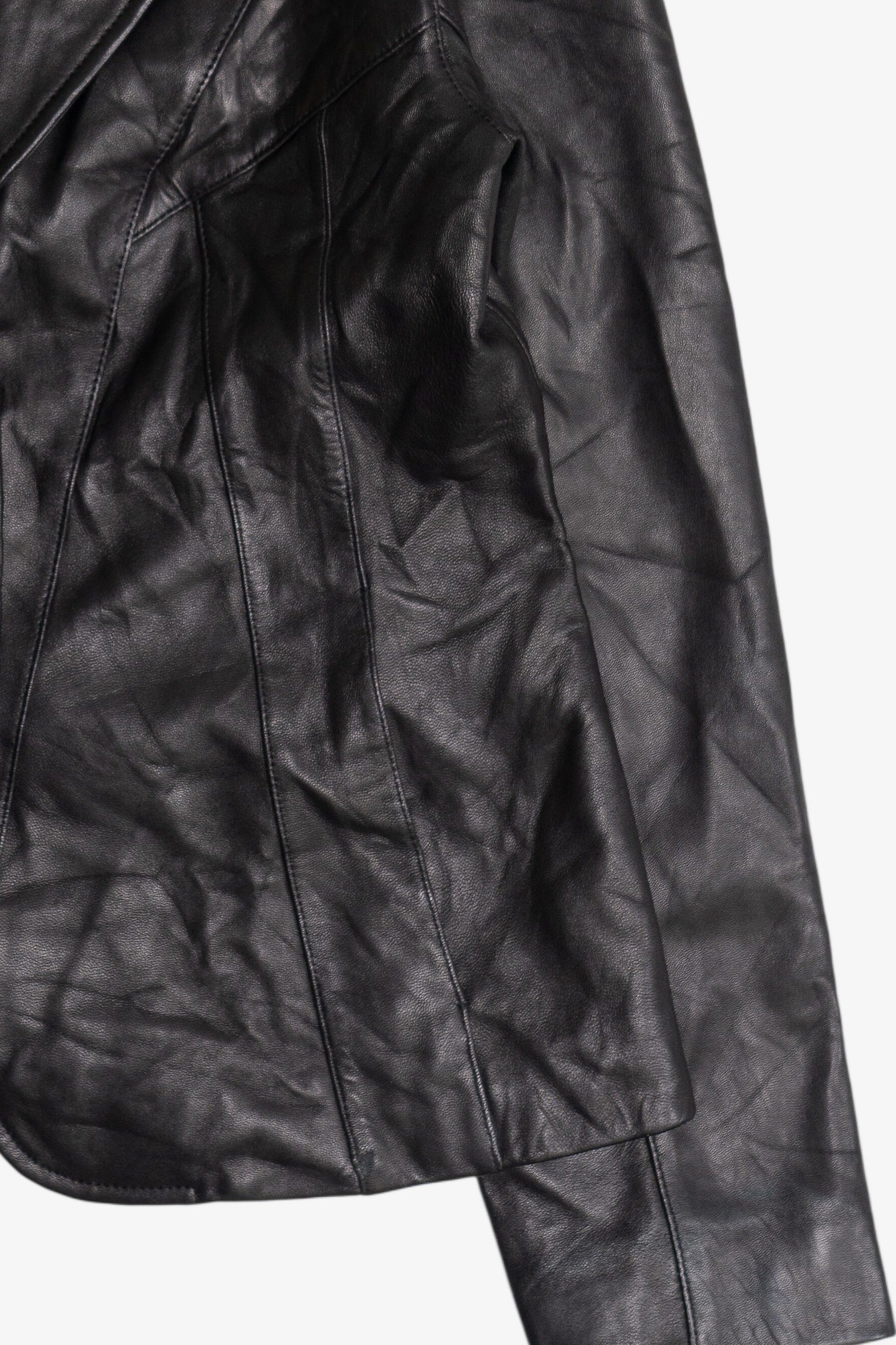 Vintage Worthington Genuine Lambskin Black Leather Blazer (2000s)