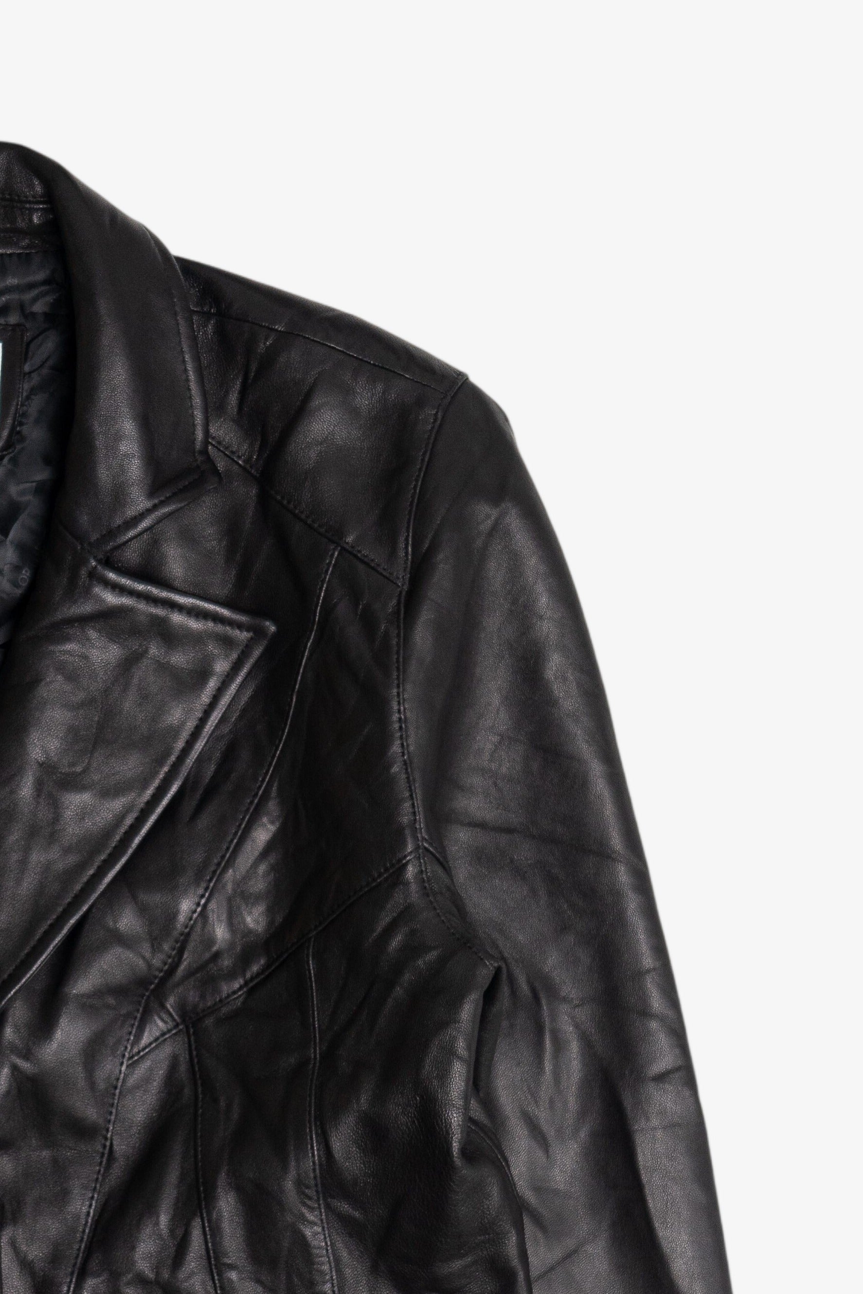 Vintage Worthington Genuine Lambskin Black Leather Blazer (2000s)