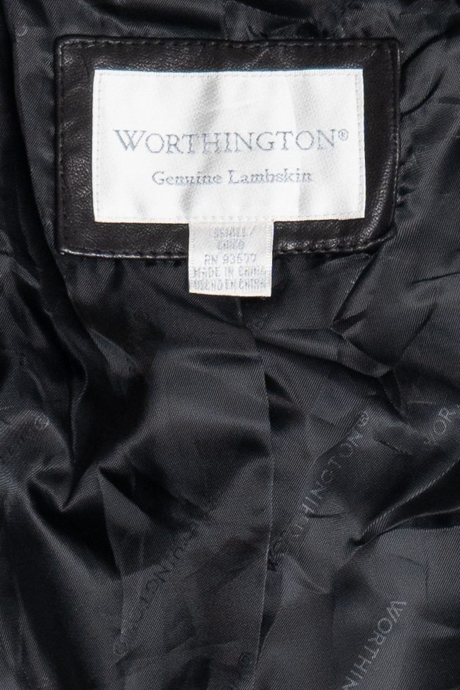 Vintage Worthington Genuine Lambskin Black Leather Blazer (2000s)