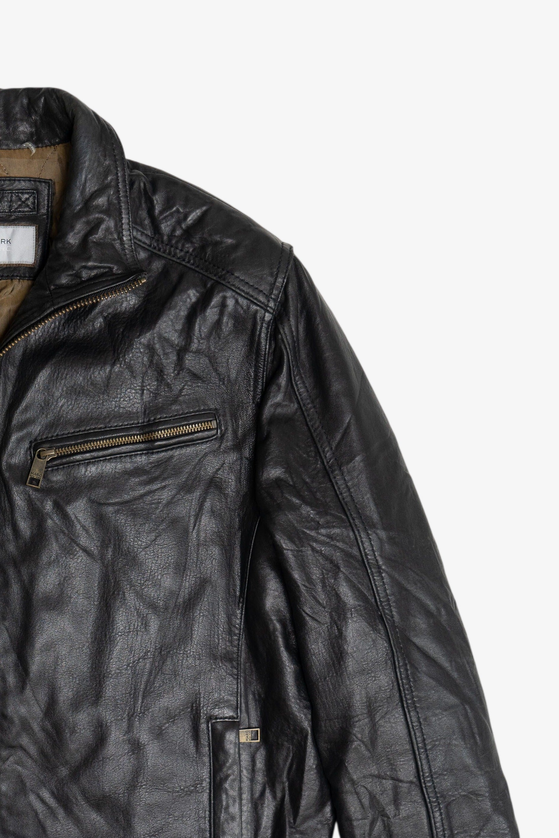 Vintage Andrew Marc Lined Leather Motorcycle Jacket (2000s)