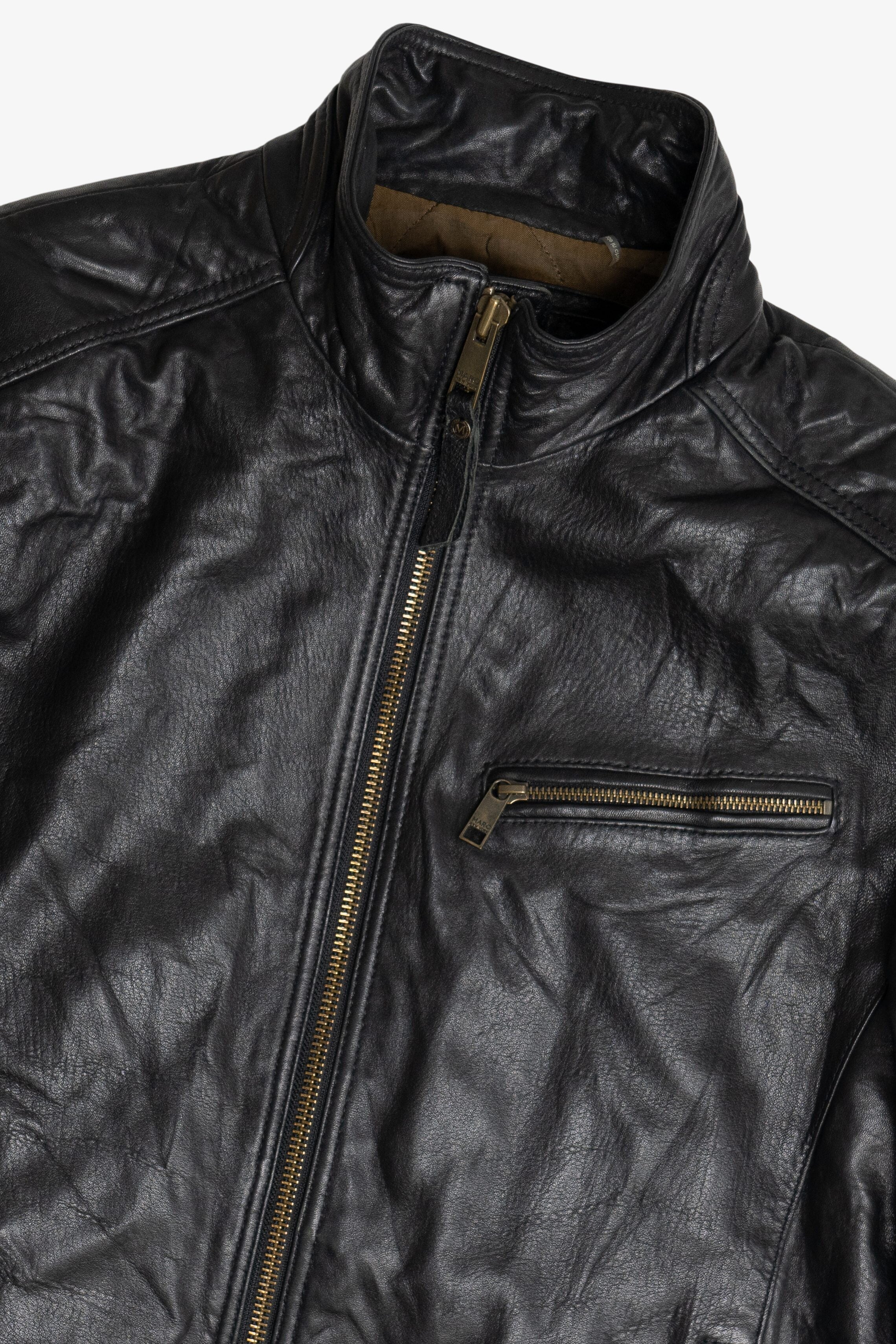 Vintage Andrew Marc Lined Leather Motorcycle Jacket (2000s)