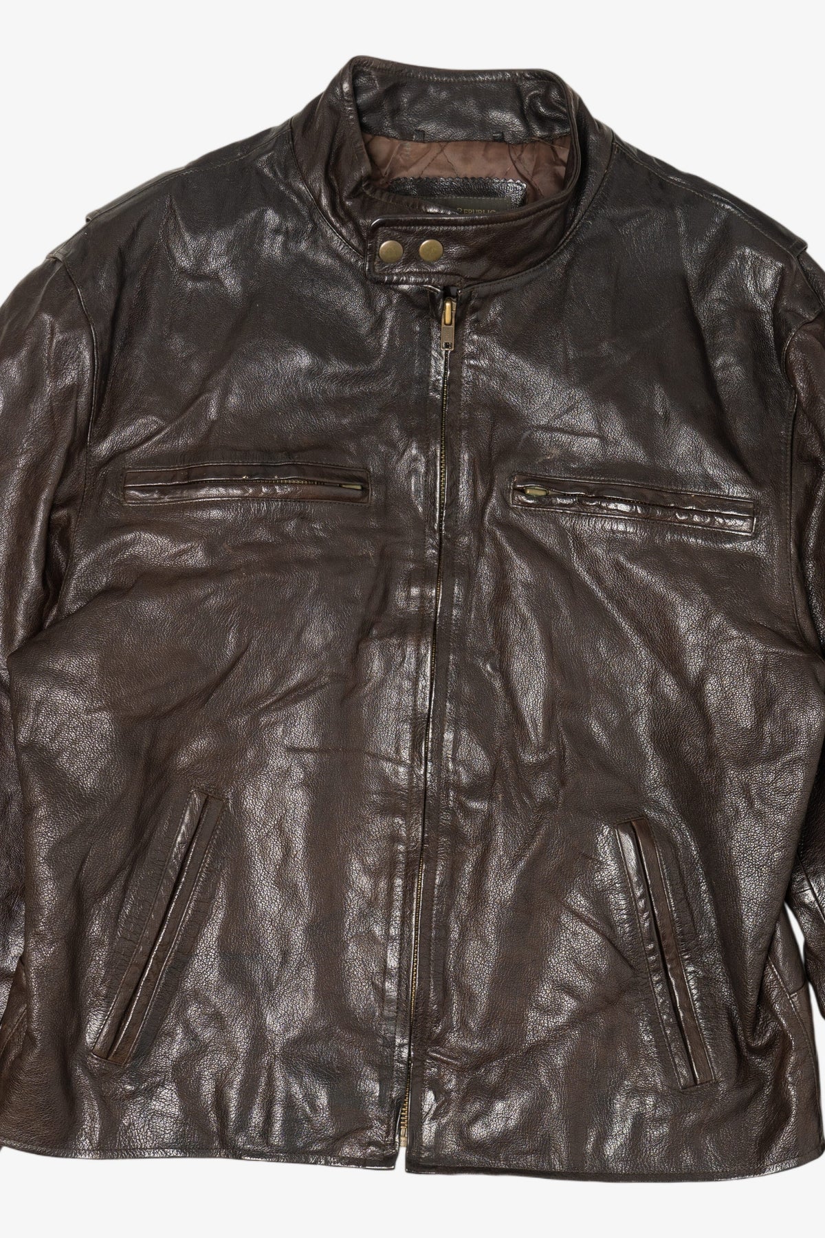 Vintage Dark Brown Banana Republic Leather Racer Jacket (1990s)