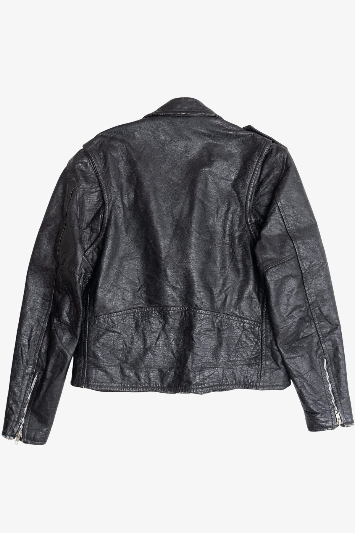 Vintage Unik International Inc. Distressed Leather Motorcycle Jacket (1990s)