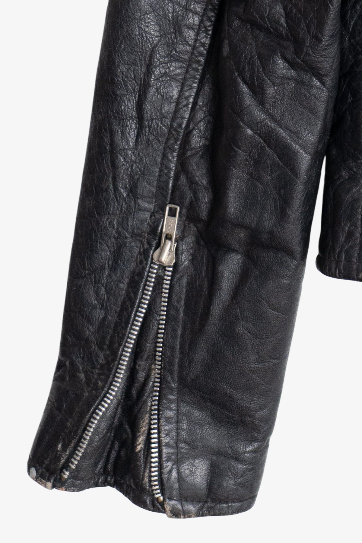 Vintage Unik International Inc. Distressed Leather Motorcycle Jacket (1990s)