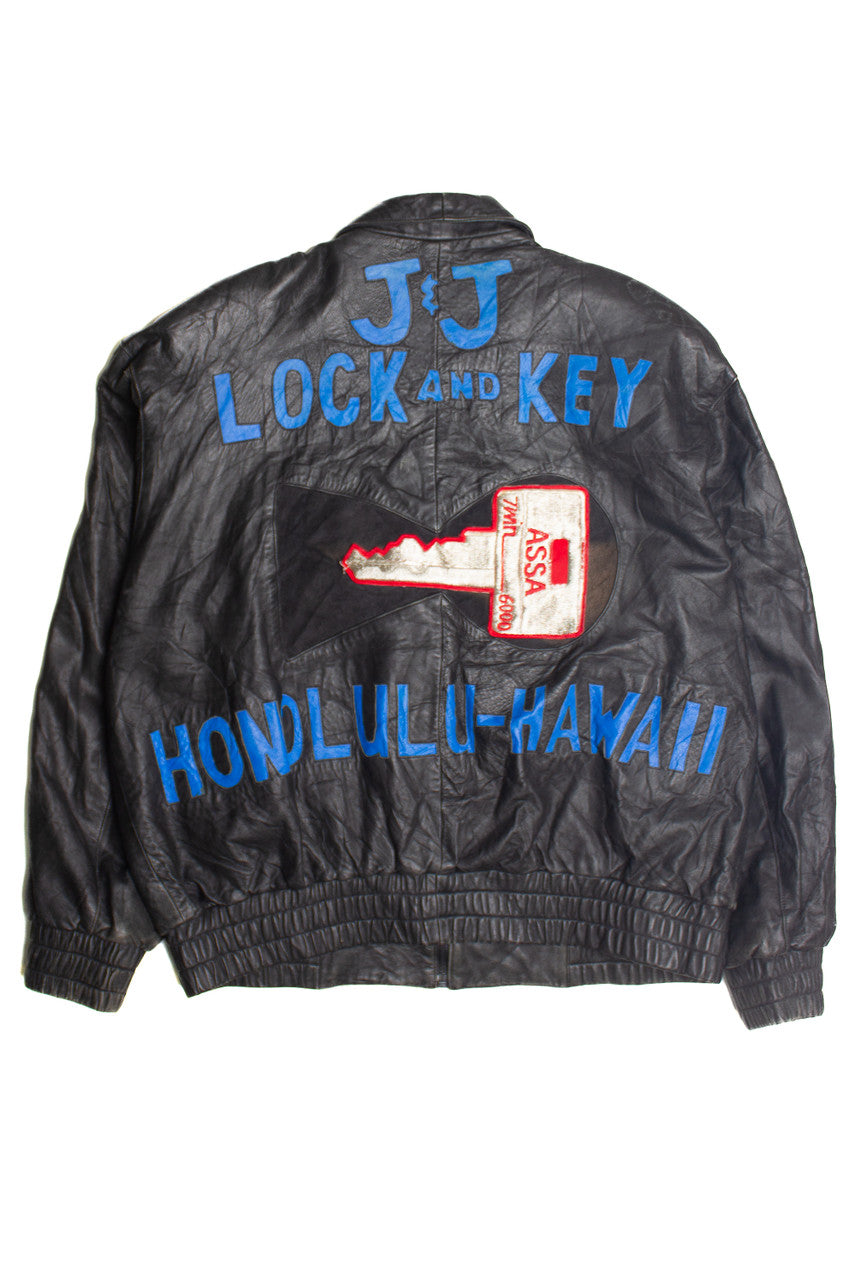 Vintage Lock And Key Honolulu Hawaii J.A.L Leather Jacket (1980s) 272