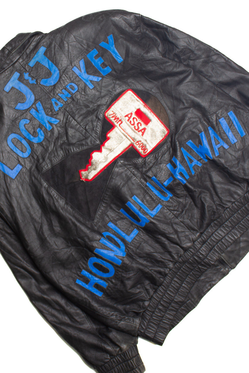Vintage Lock And Key Honolulu Hawaii J.A.L Leather Jacket (1980s) 272