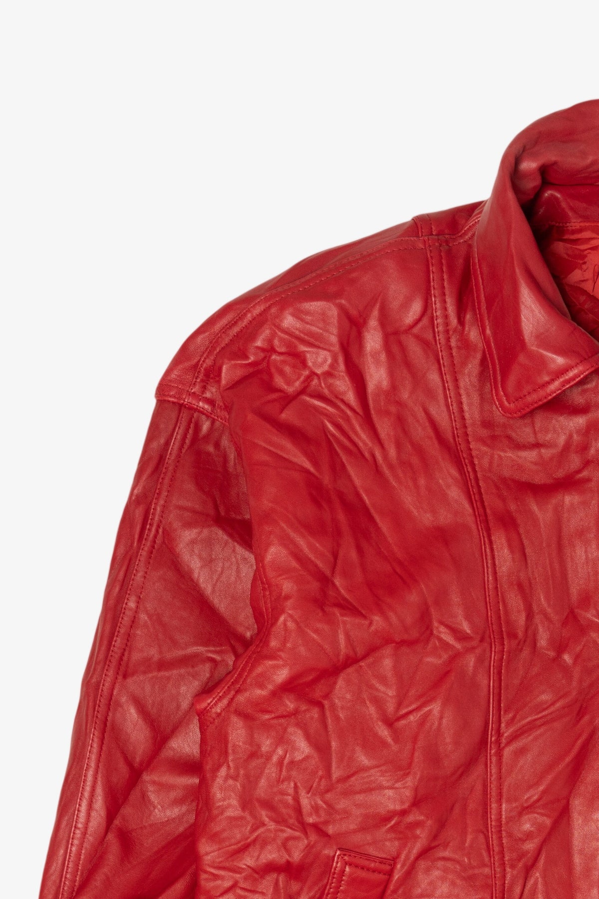Vintage Red Leather Nordstrom Bomber Jacket (1980s)