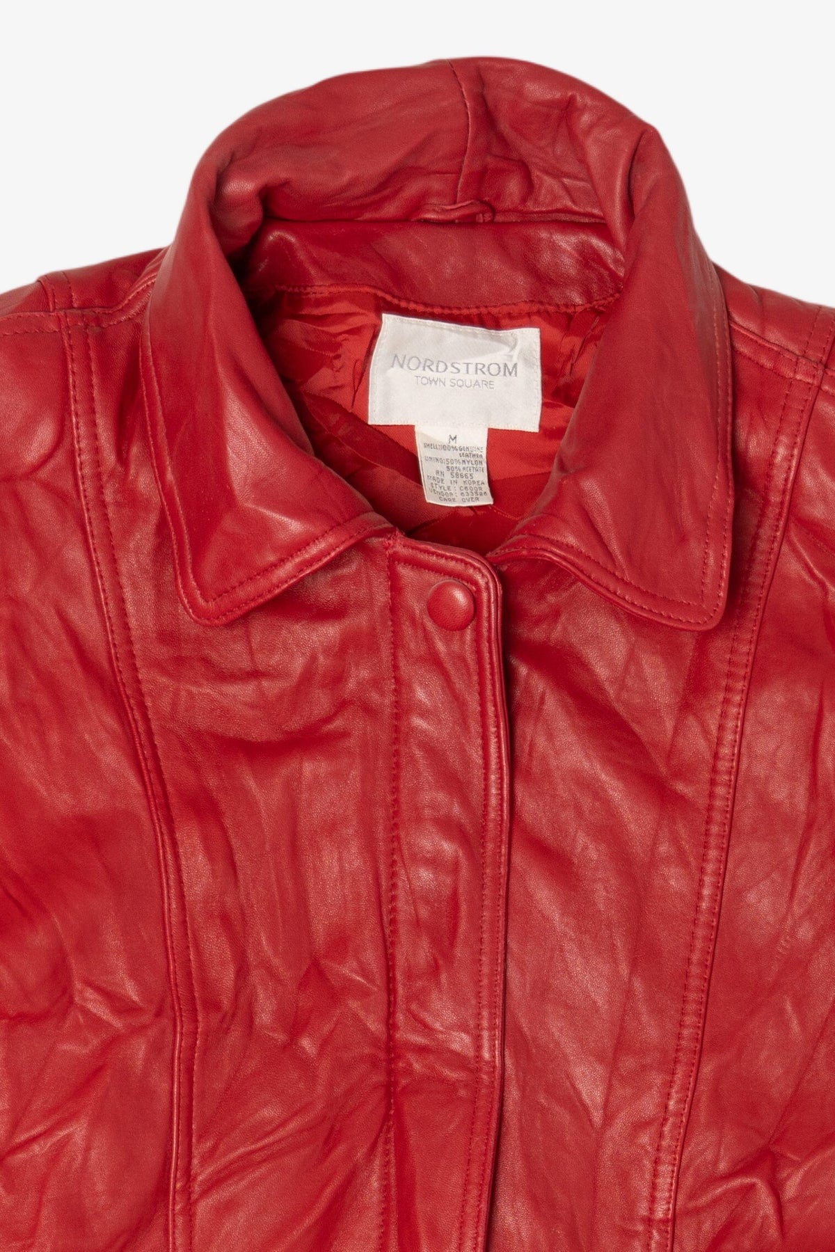 Vintage Red Leather Nordstrom Bomber Jacket (1980s)