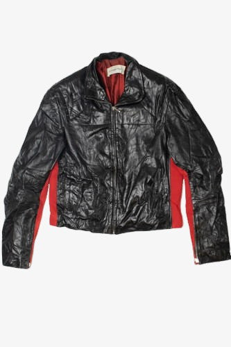 Vintage Red Mesh Detail Michael Malik Leather Jacket