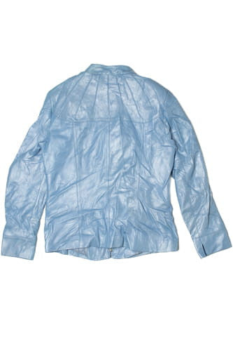 Vintage Pearlescent Blue St. John Sport Leather Jacket