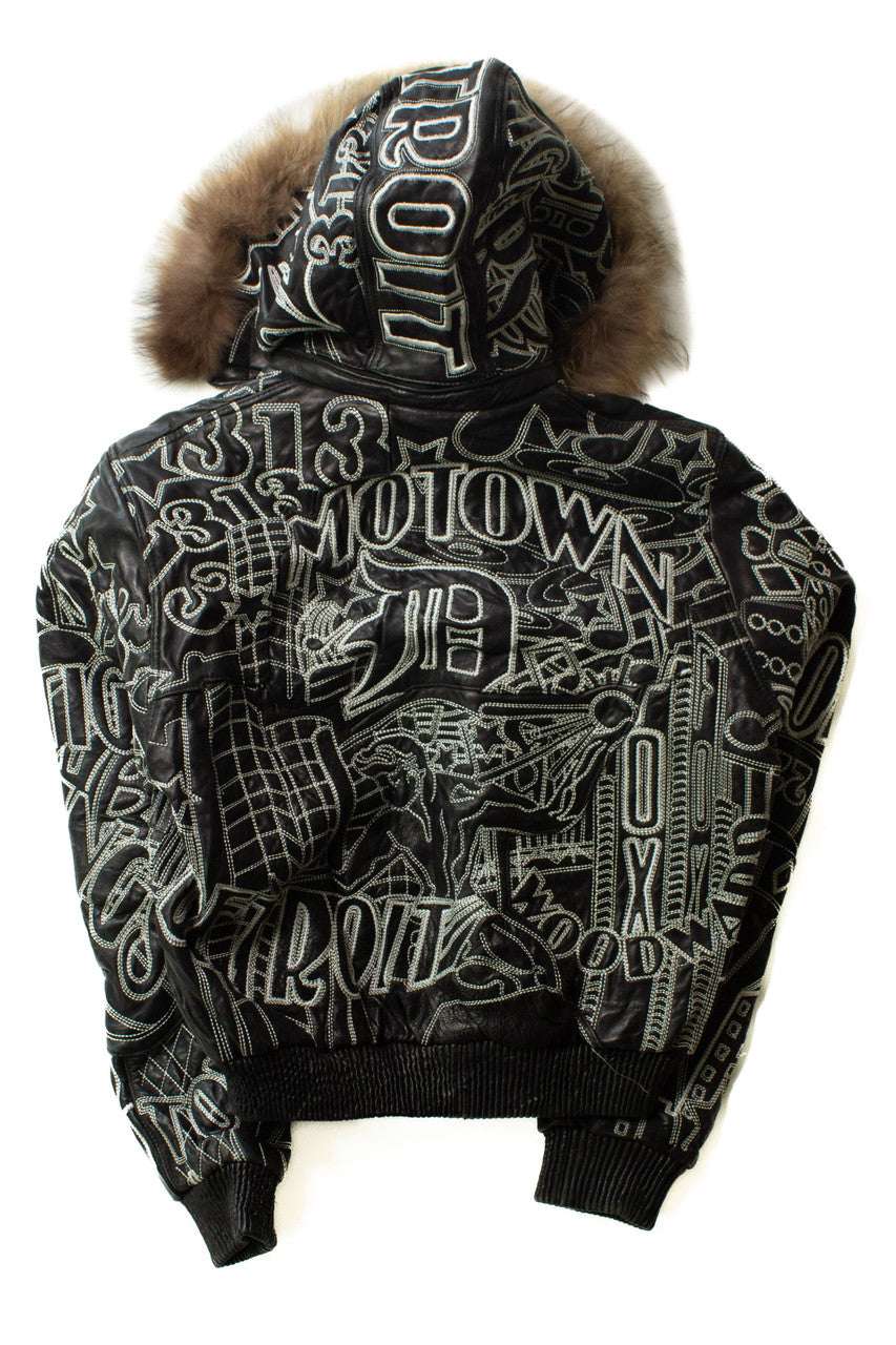 Vintage Detroit Motown Embroidered Leather Jacket (2000s)